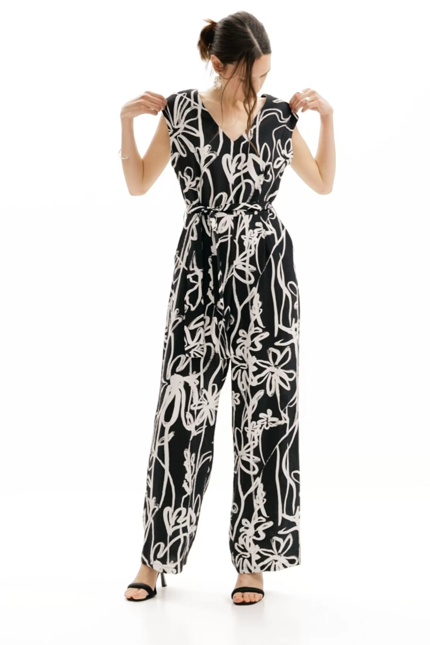 Desigual Mono largo flores ilustradas*Mujer Pantalones | Vestidos Y Monos