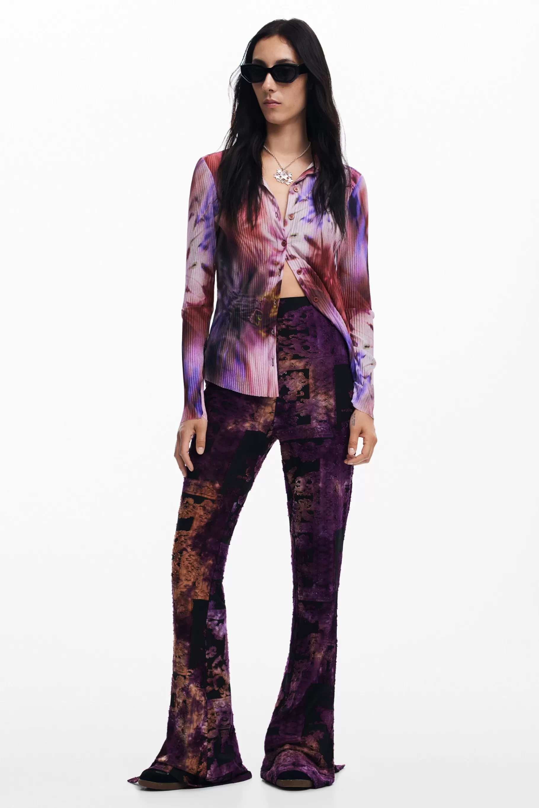 Desigual Pantalón campana devoré*Mujer Pantalones