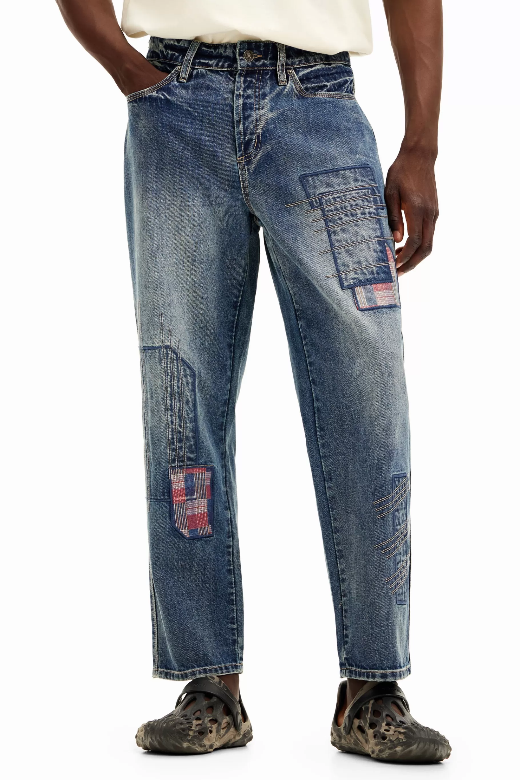 Desigual Pantalón denim parcheado*Hombre Jeans Y Pantalones