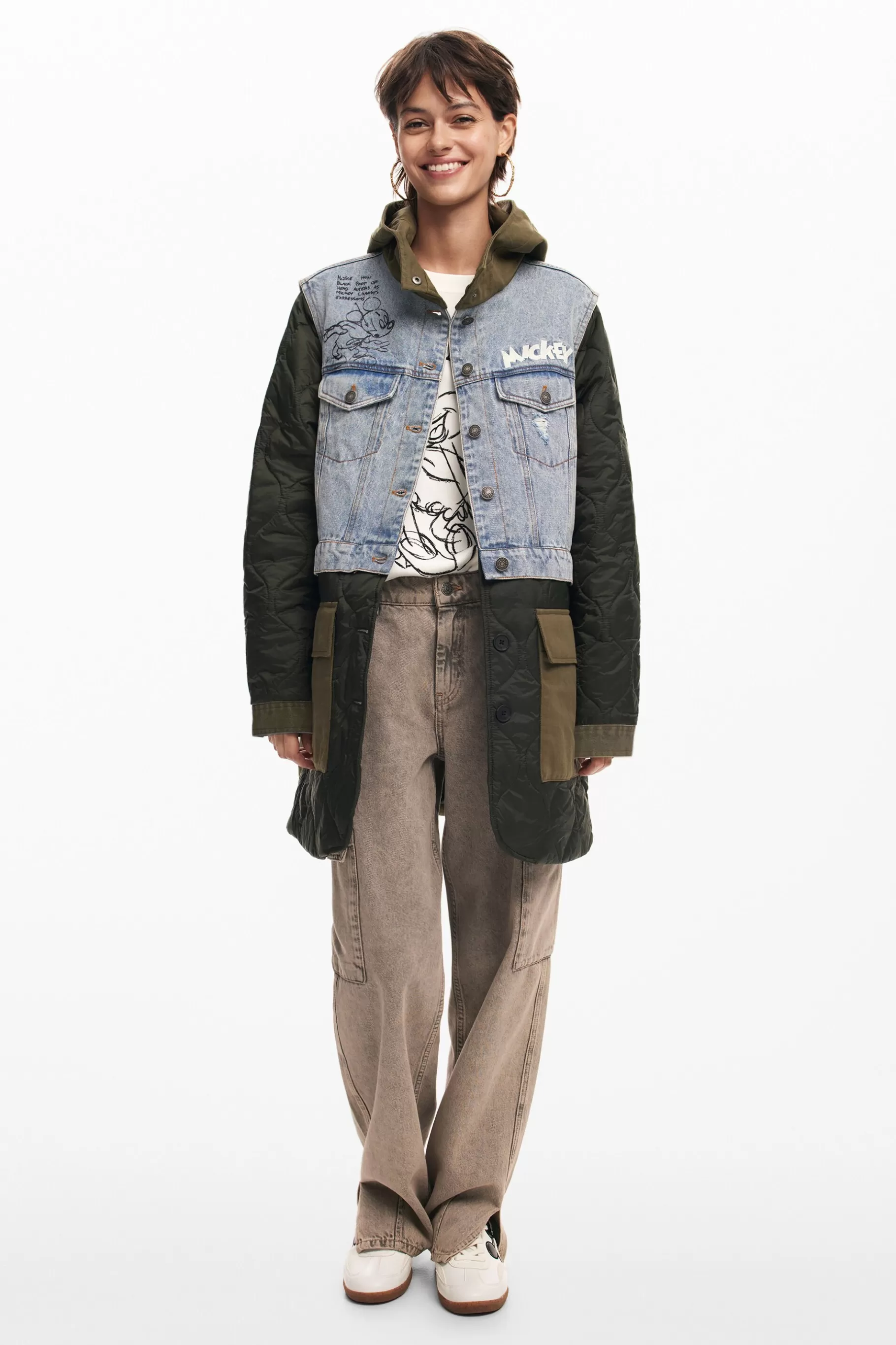 Desigual Parca híbrida capucha Mickey*Mujer Abrigos Y Chaquetas