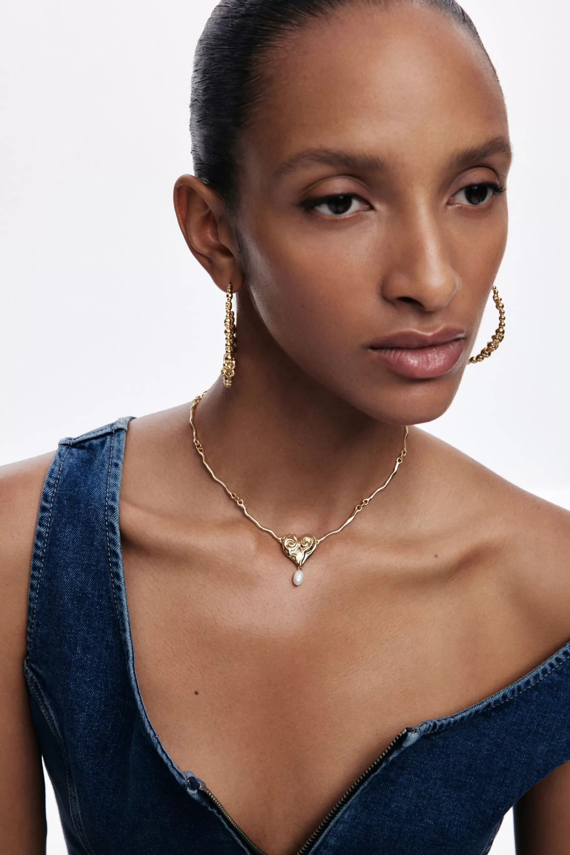 Desigual Pendientes aro corazones bañado en oro Zalio*Mujer Joyería
