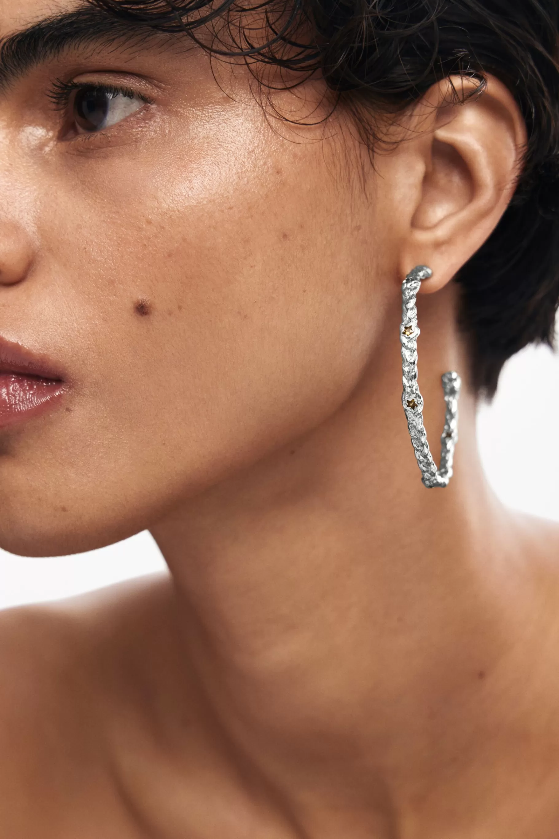 Desigual Pendientes de aro trenza baño plata Zalio*Mujer Joyería