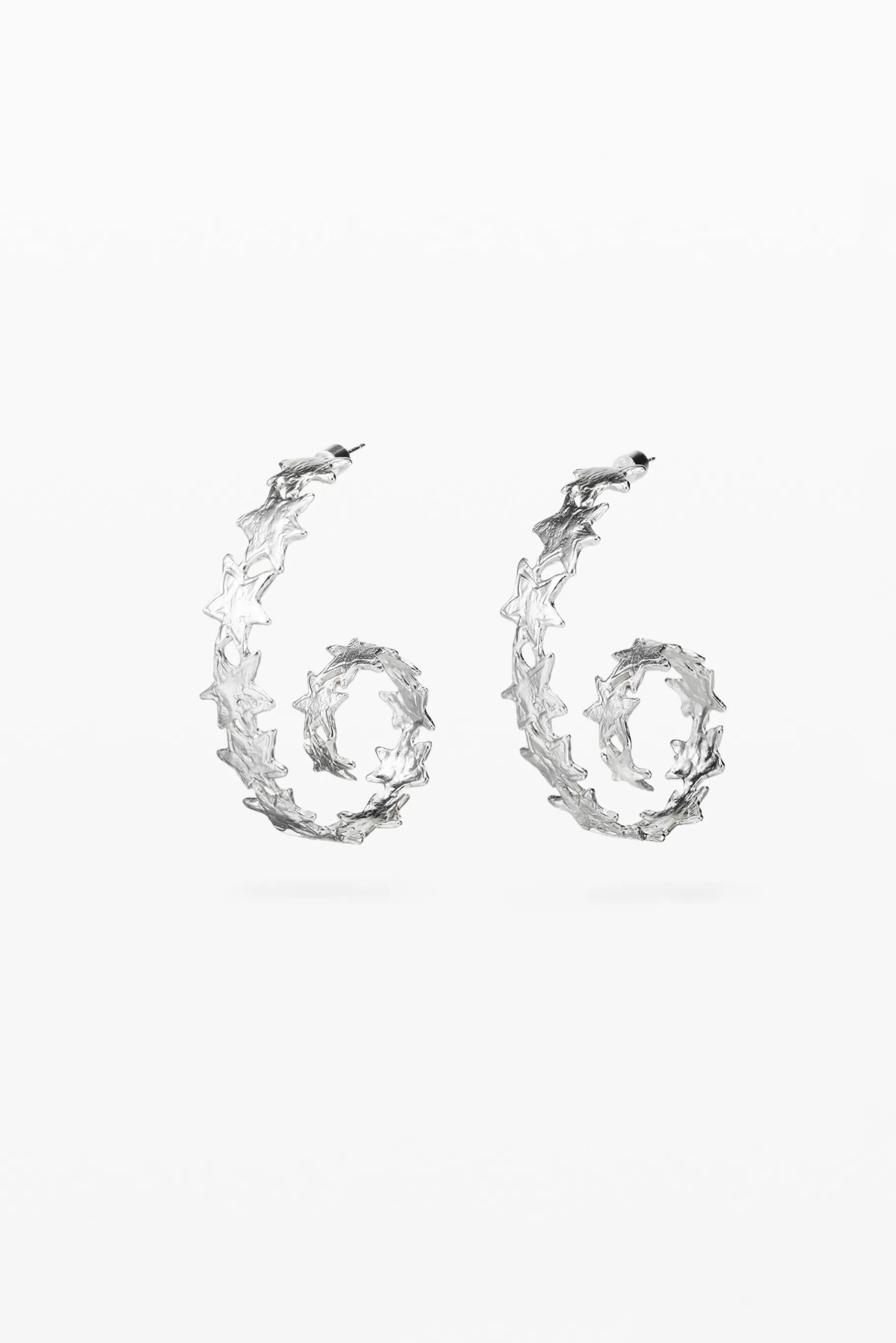 Desigual Pendientes espiral estrellas baño plata Zalio*Mujer Joyería