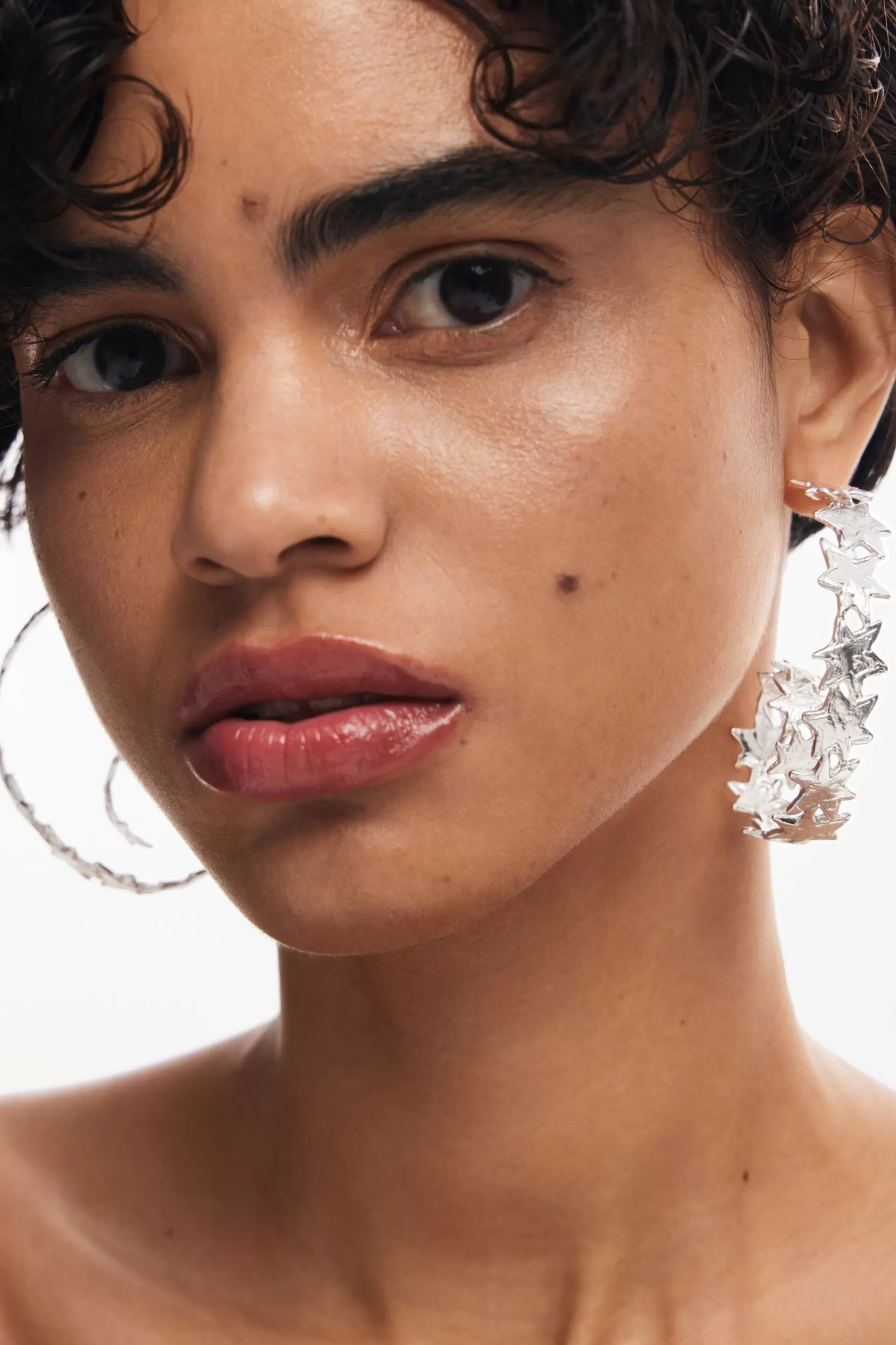 Desigual Pendientes espiral estrellas baño plata Zalio*Mujer Joyería