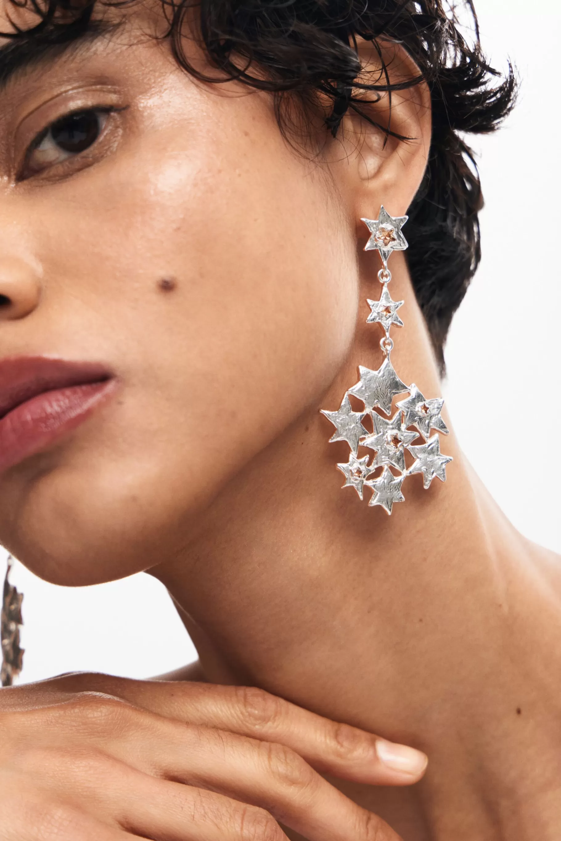 Desigual Pendientes largo formación de estrellas Zalio*Mujer Joyería