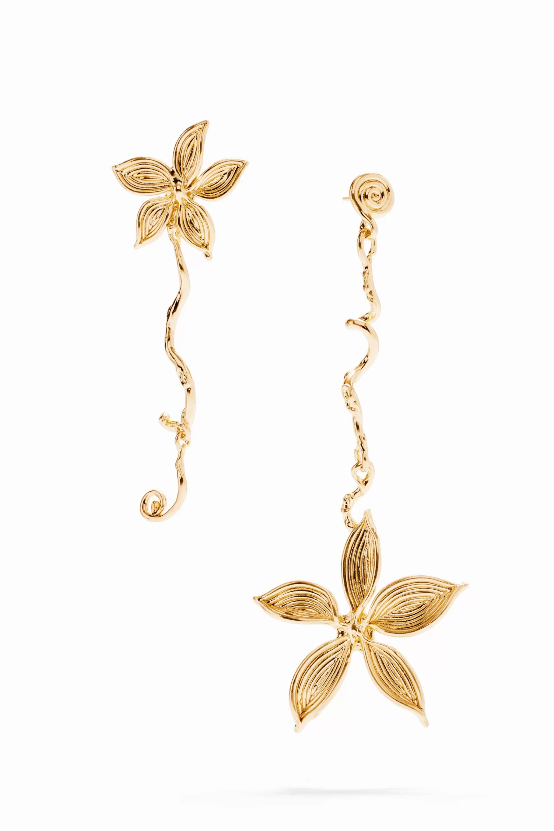 Desigual Pendientes largos asimétricos flor baño oro Zalio*Mujer Joyería