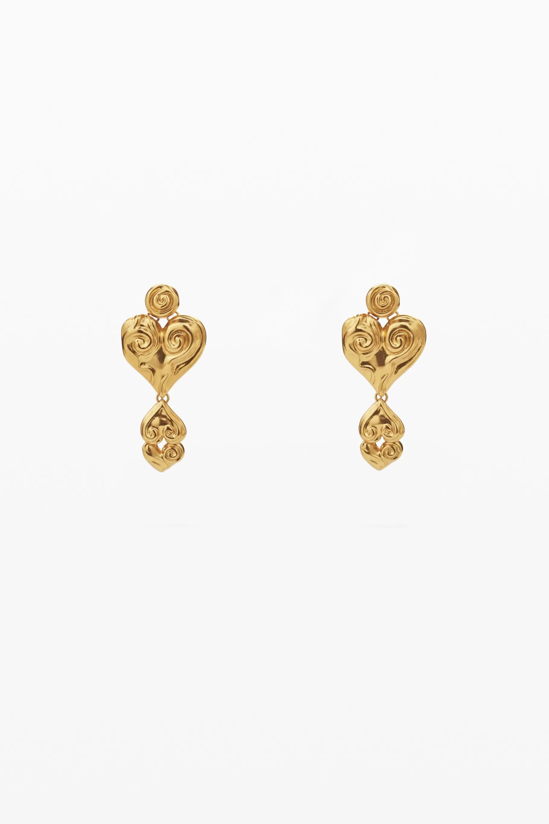 Desigual Pendientes triple corazón baño oro Zalio*Mujer Joyería