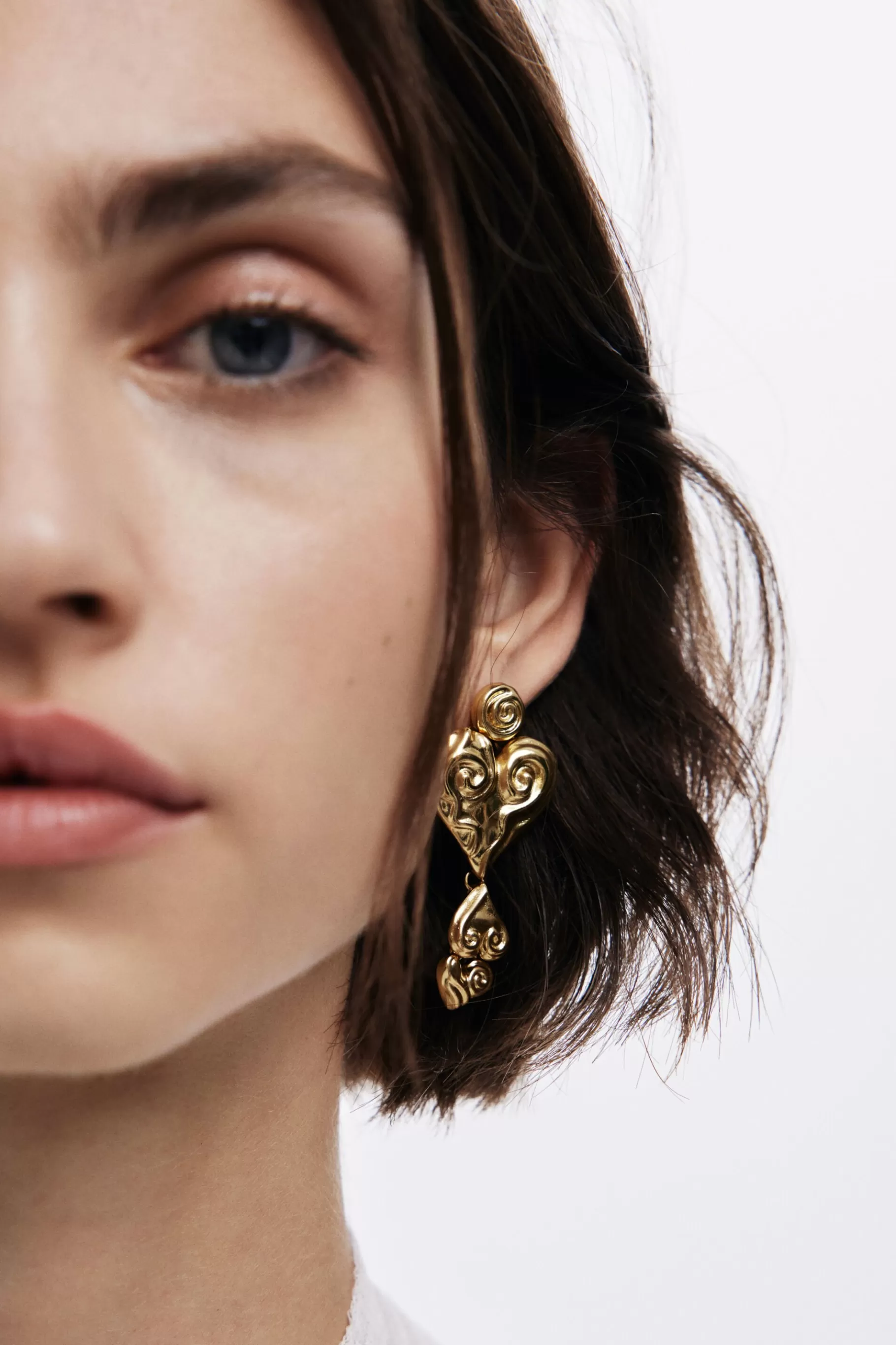 Desigual Pendientes triple corazón baño oro Zalio*Mujer Joyería