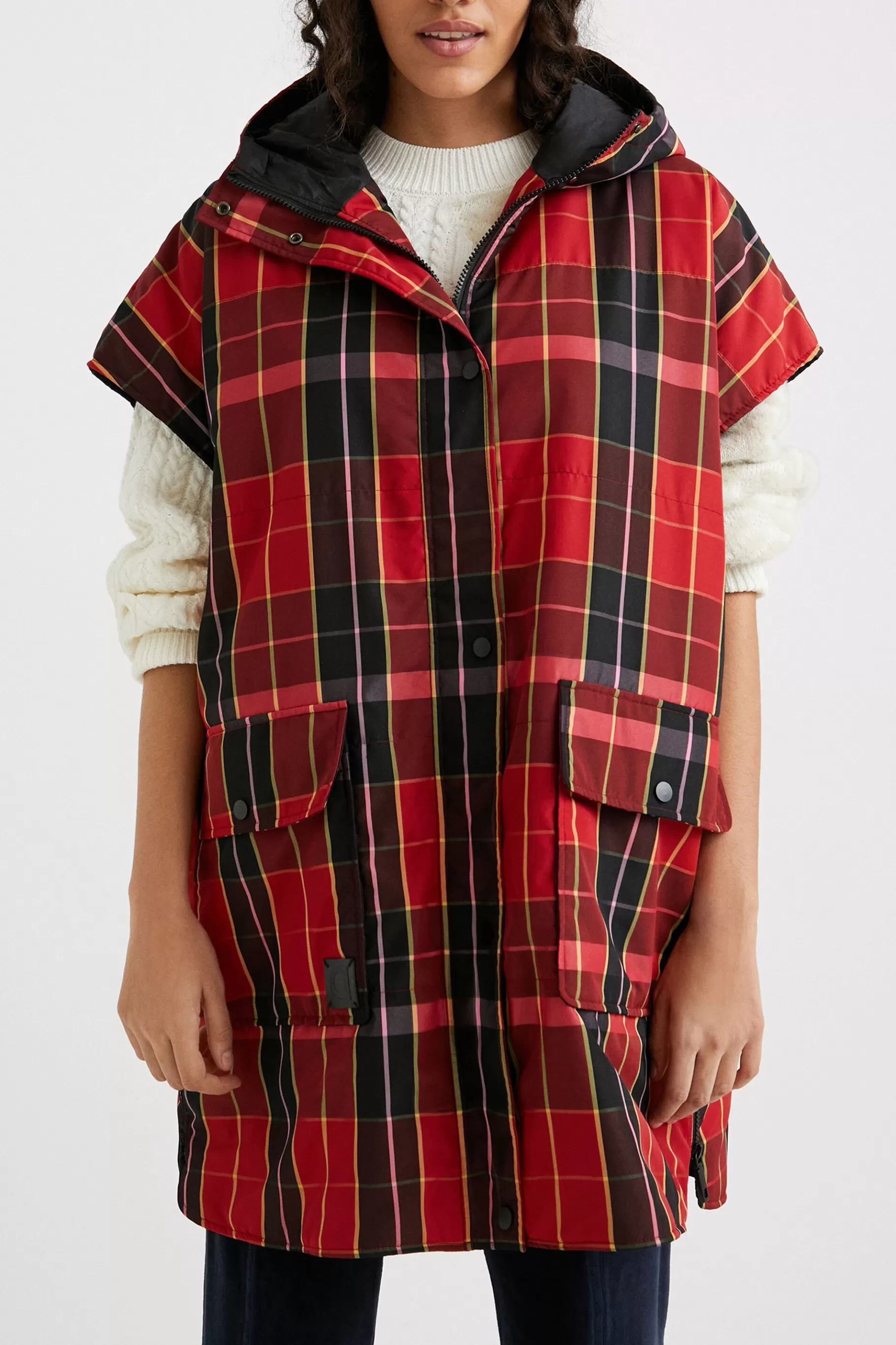 Desigual Poncho chaleco tartán*Mujer Bufandas Y Pañuelos