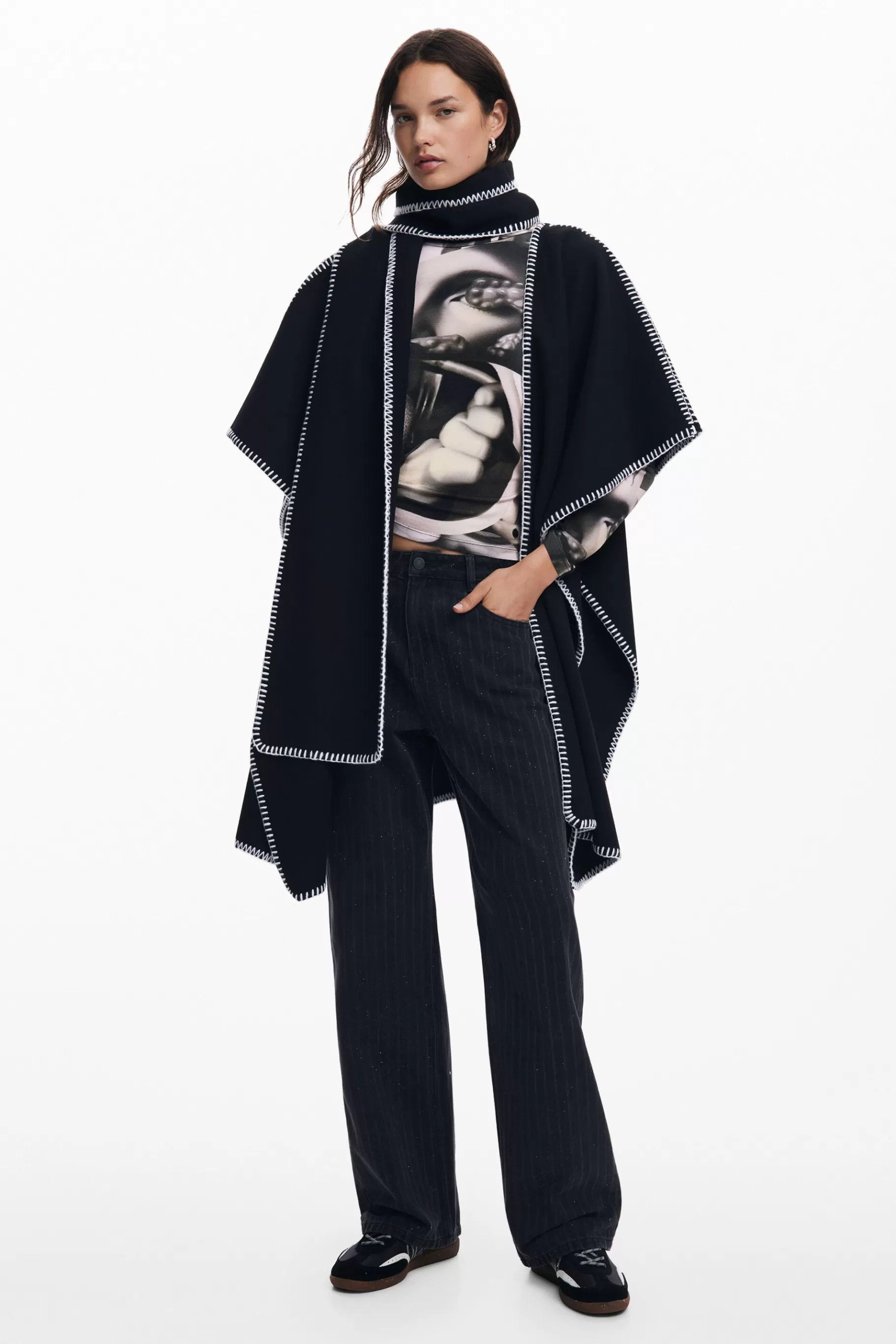 Desigual Poncho con bufanda*Mujer Bufandas Y Pañuelos | Ponchos