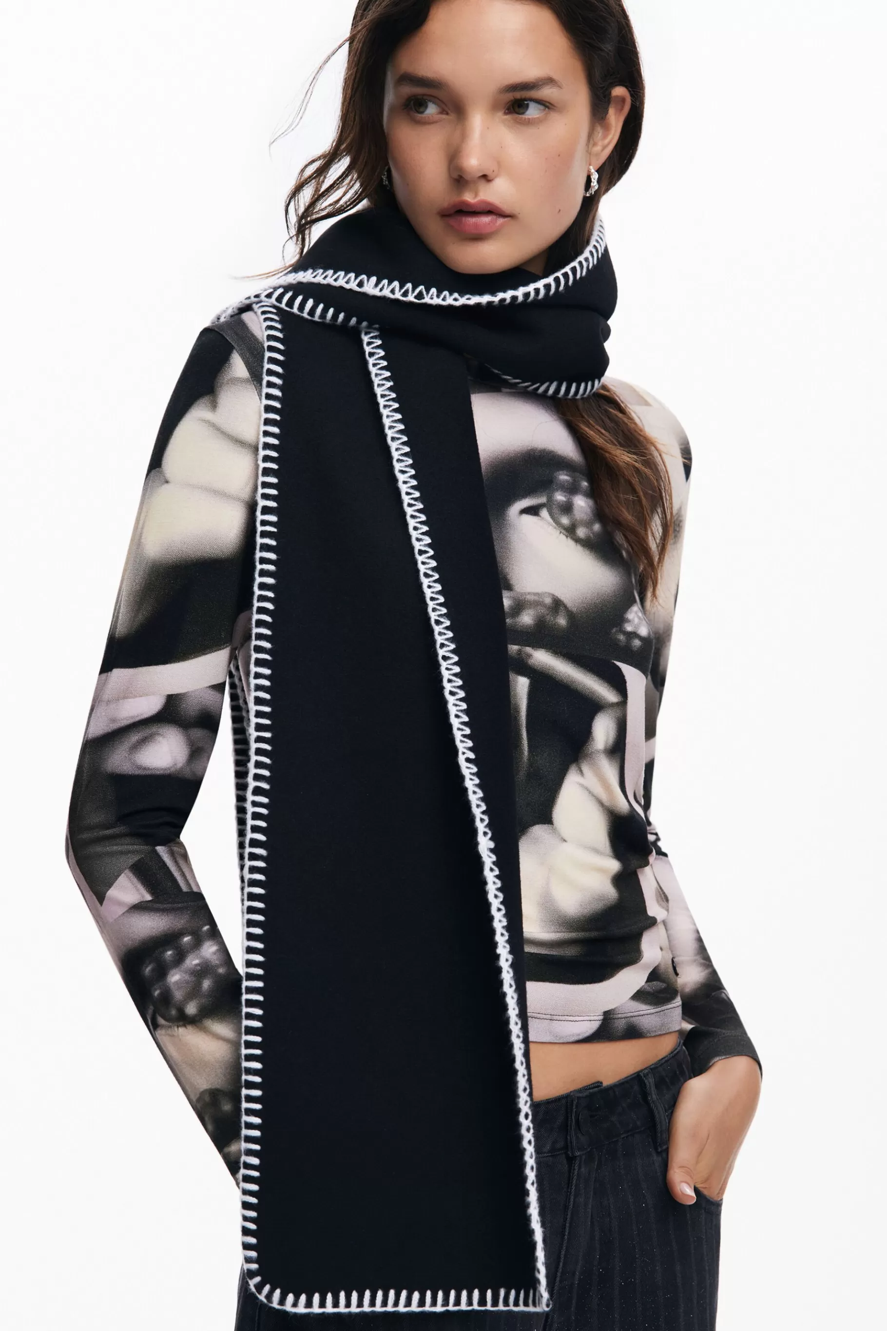 Desigual Poncho con bufanda*Mujer Bufandas Y Pañuelos | Ponchos