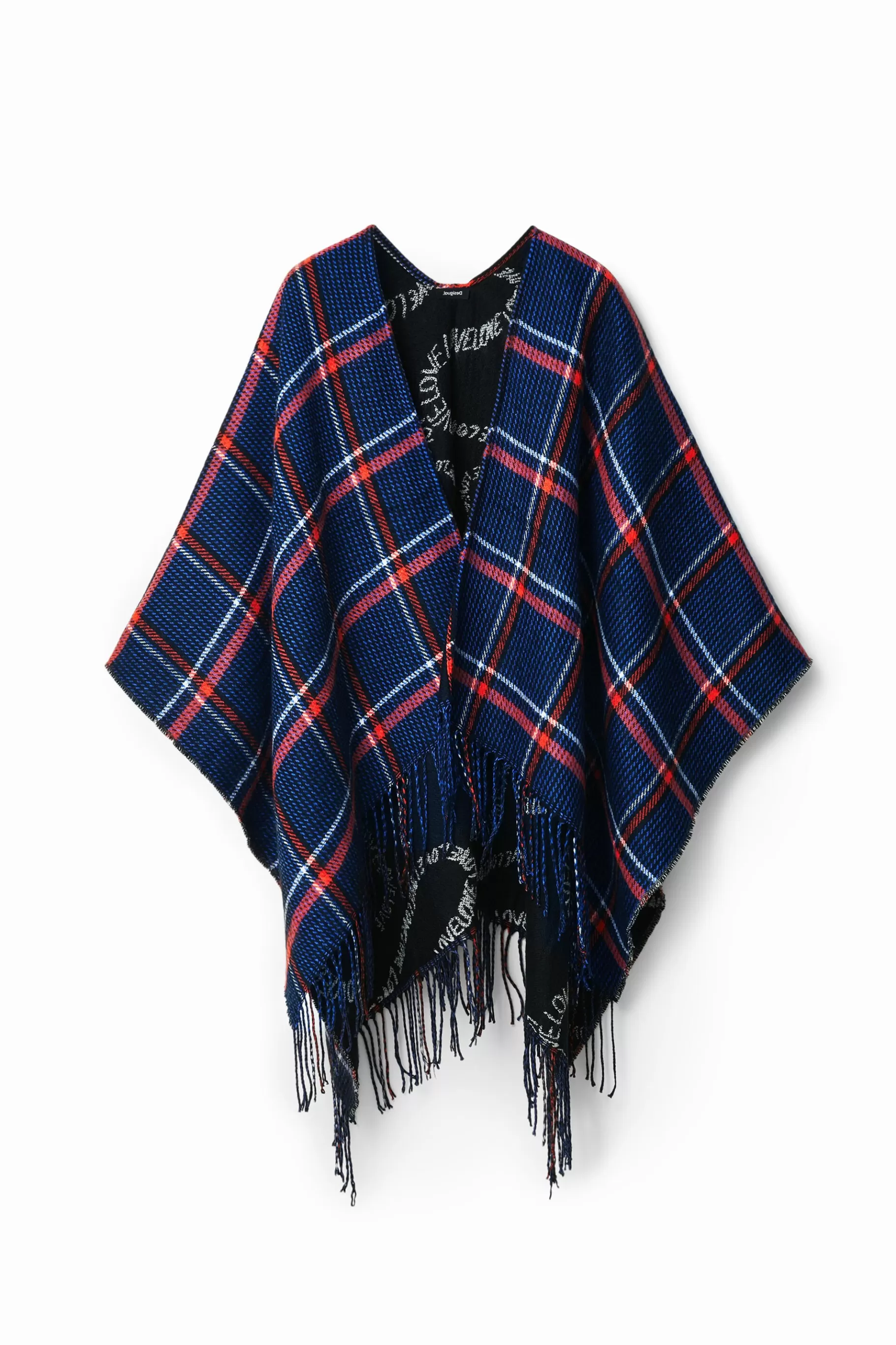 Desigual Poncho reversible cuadros*Mujer Bufandas Y Pañuelos