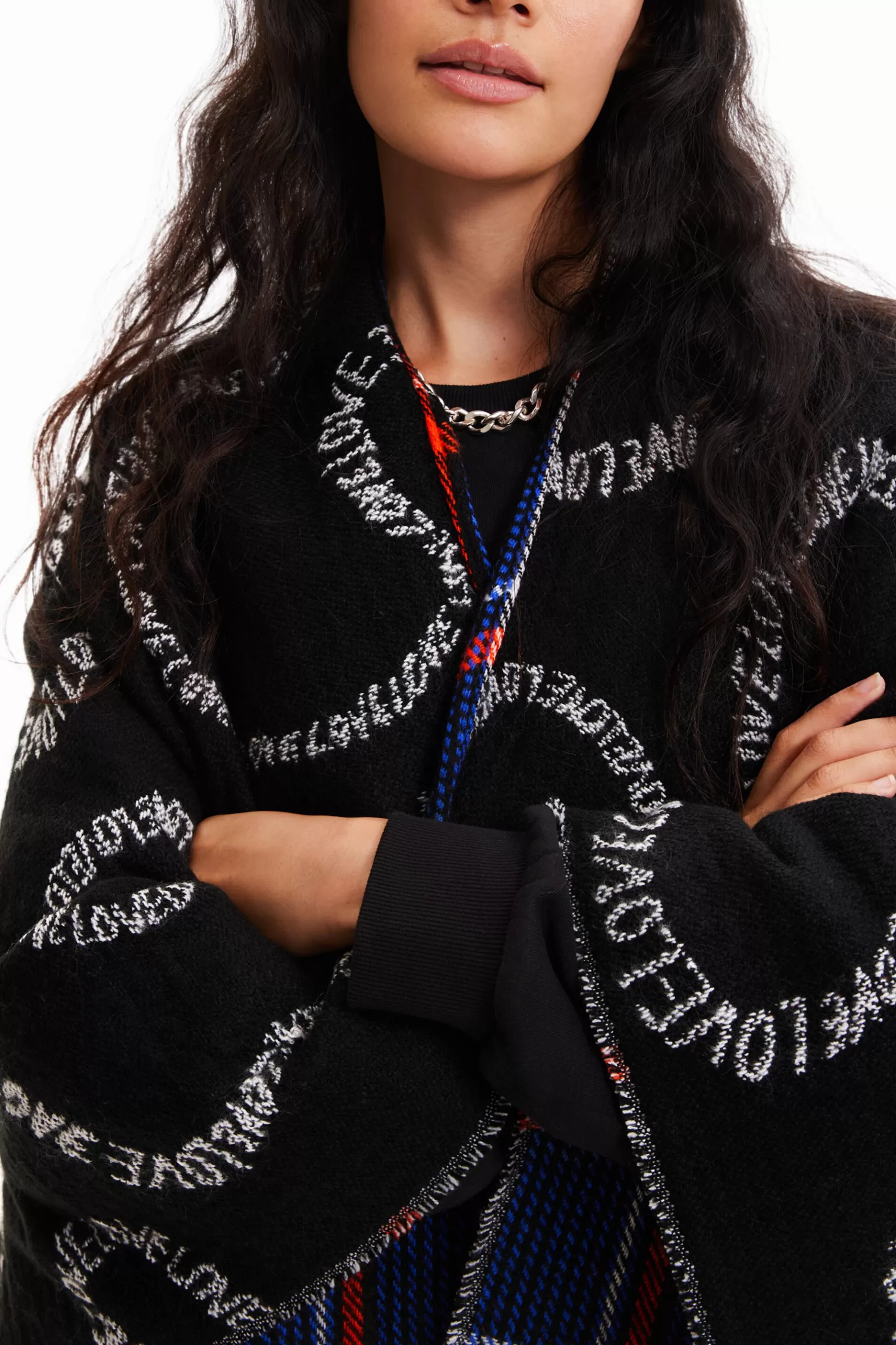Desigual Poncho reversible cuadros*Mujer Bufandas Y Pañuelos