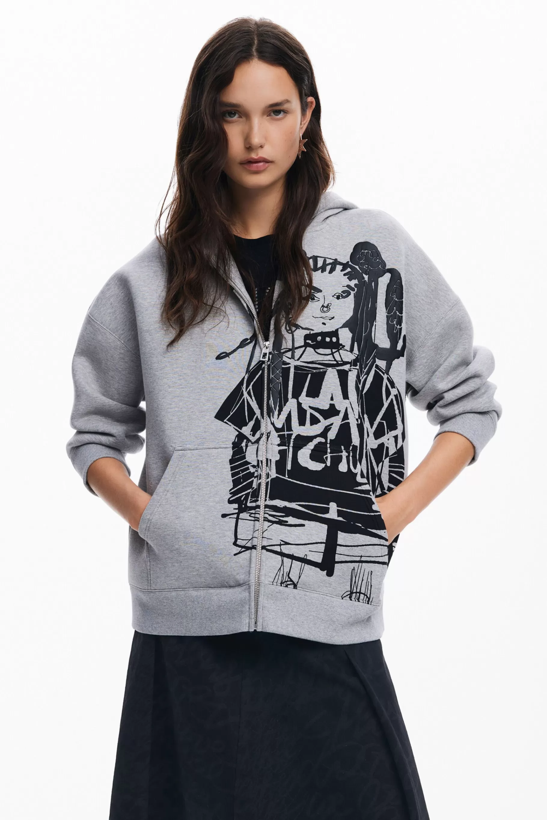Desigual Sudadera cremallera estampada M. Christian Lacroix*Mujer Sudaderas | Jerséis