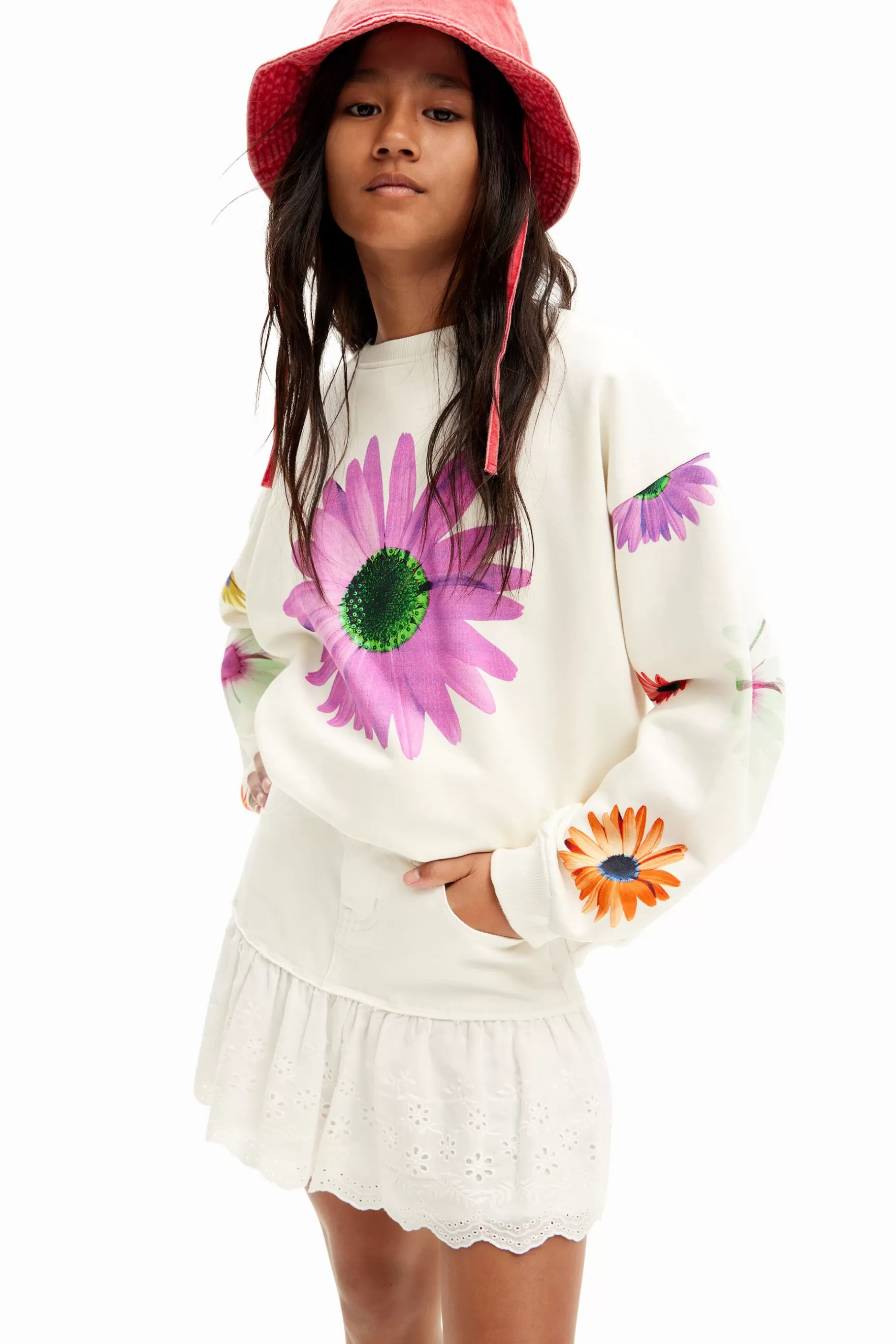 Desigual Sudadera oversize margaritas* Jerséis Y Sudaderas