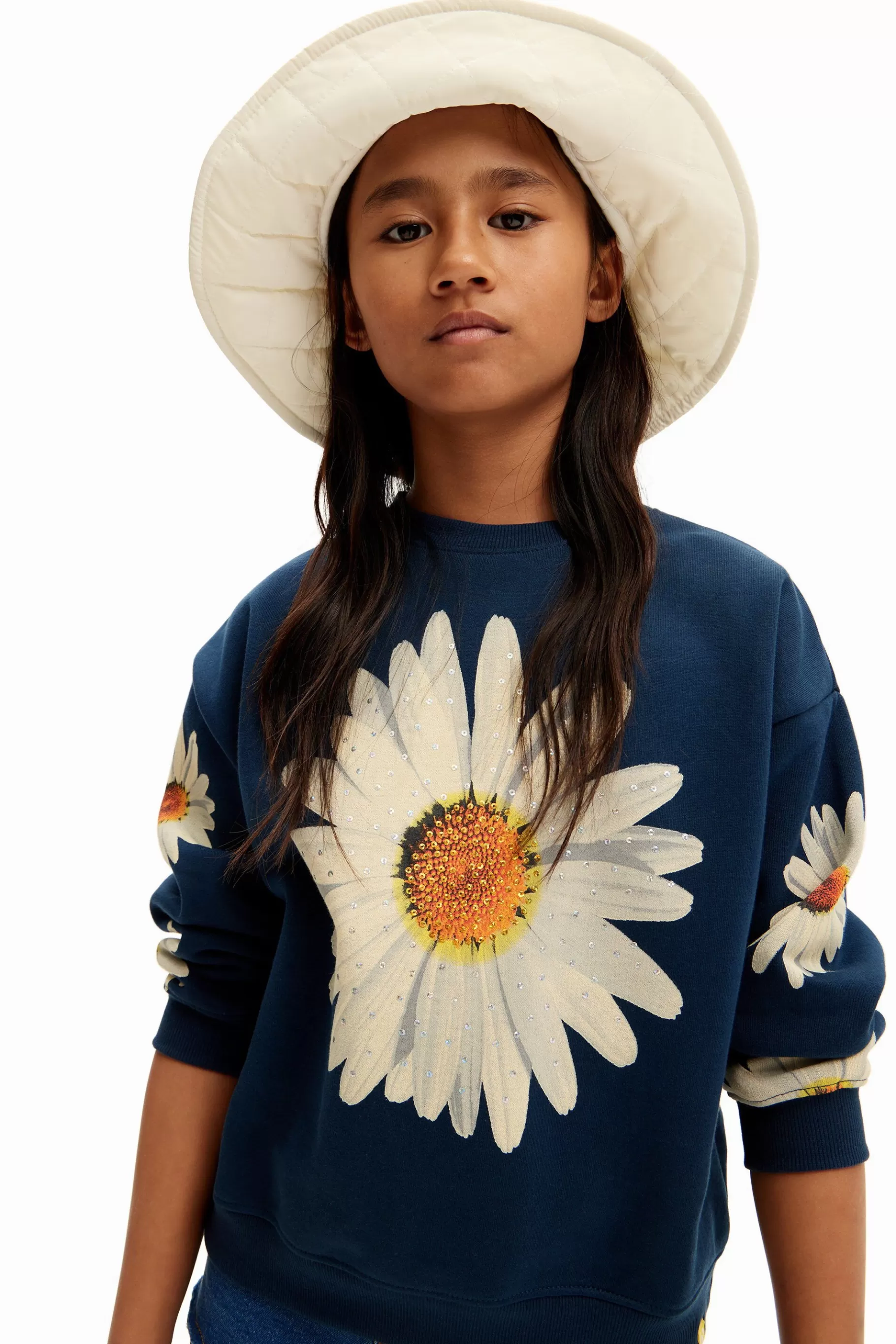 Desigual Sudadera oversize margaritas* Jerséis Y Sudaderas