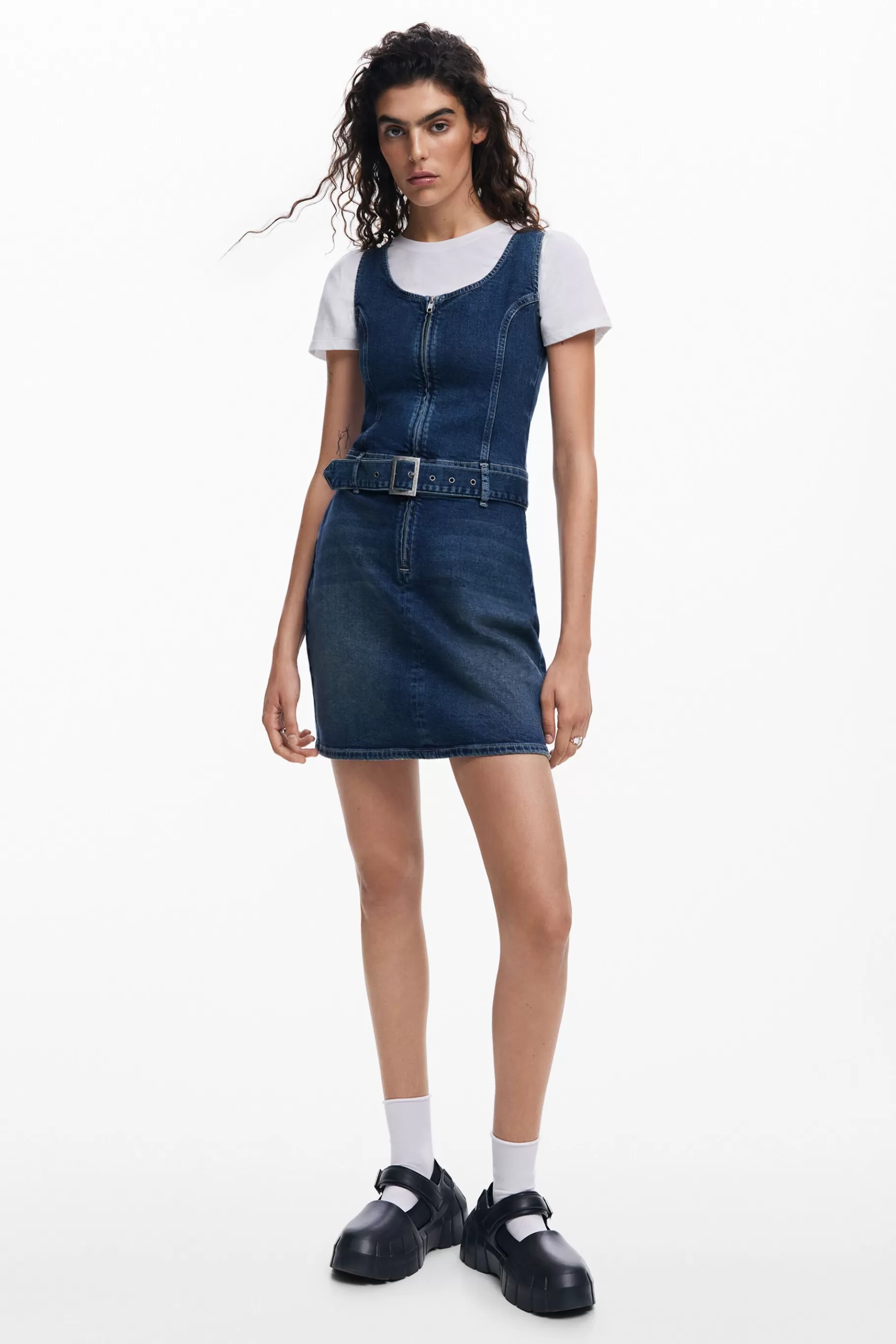 Desigual Vestido denim cinturón*Mujer Vestidos Y Monos