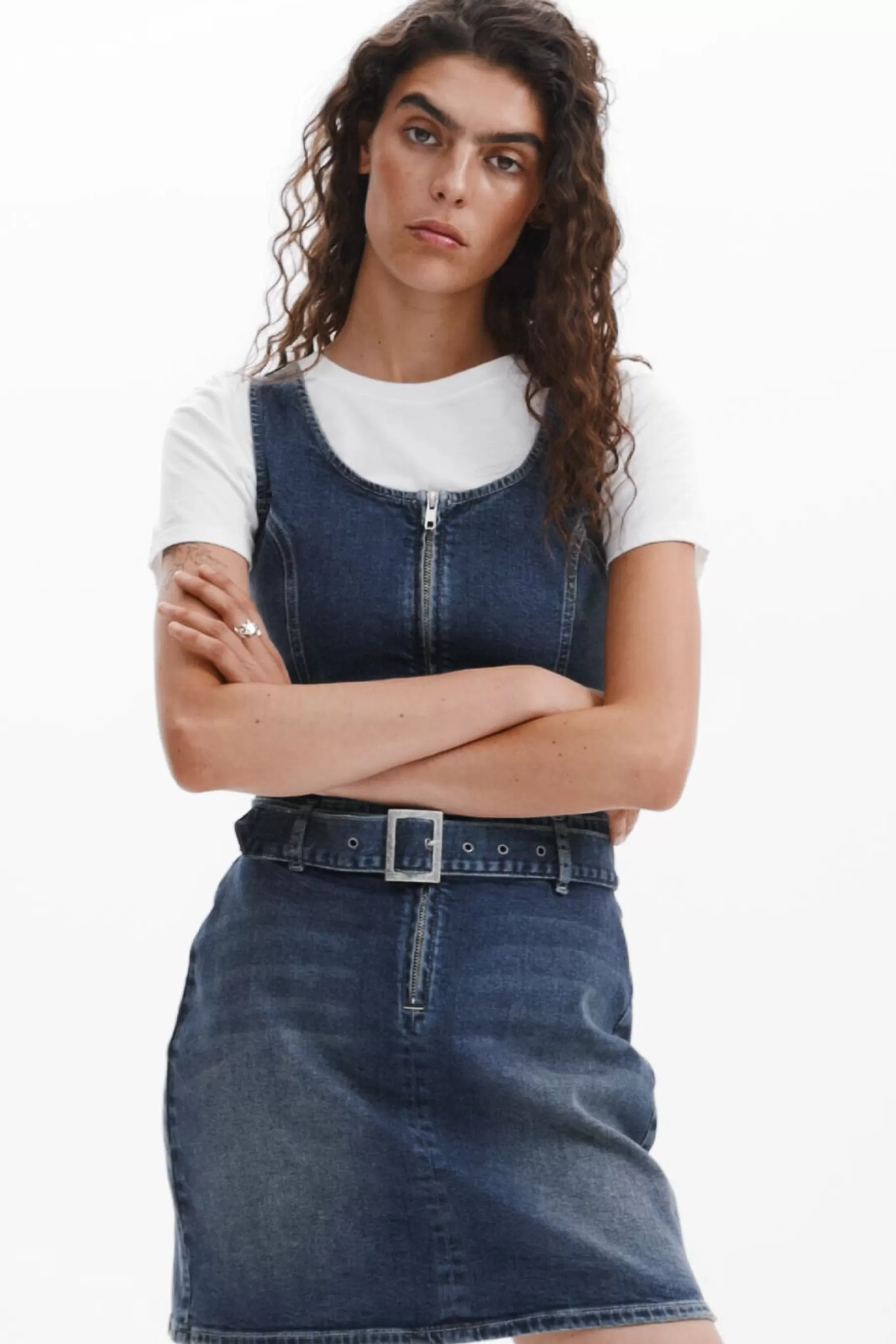 Desigual Vestido denim cinturón*Mujer Vestidos Y Monos