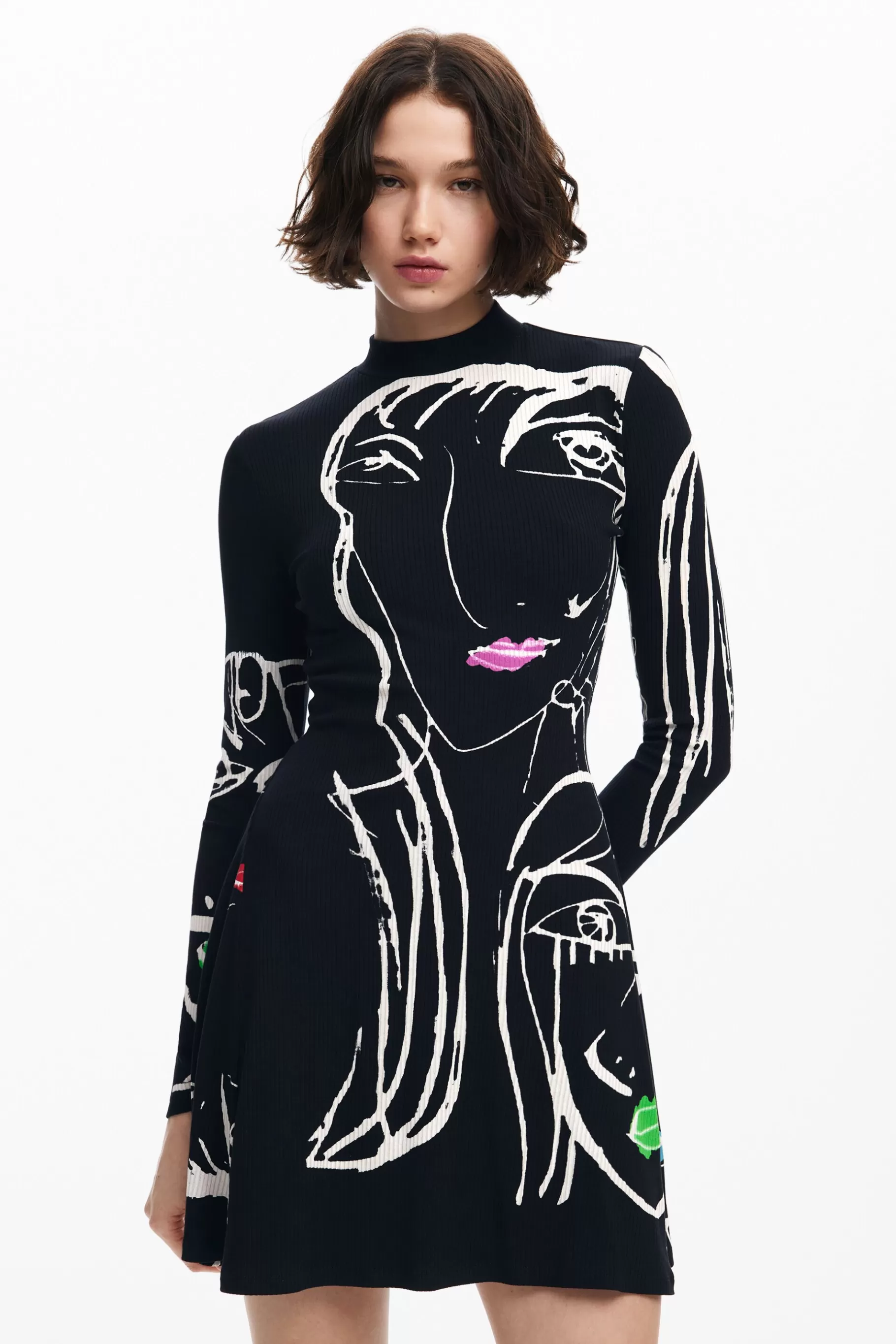 Desigual Vestido estampado caras*Mujer Vestidos Y Monos