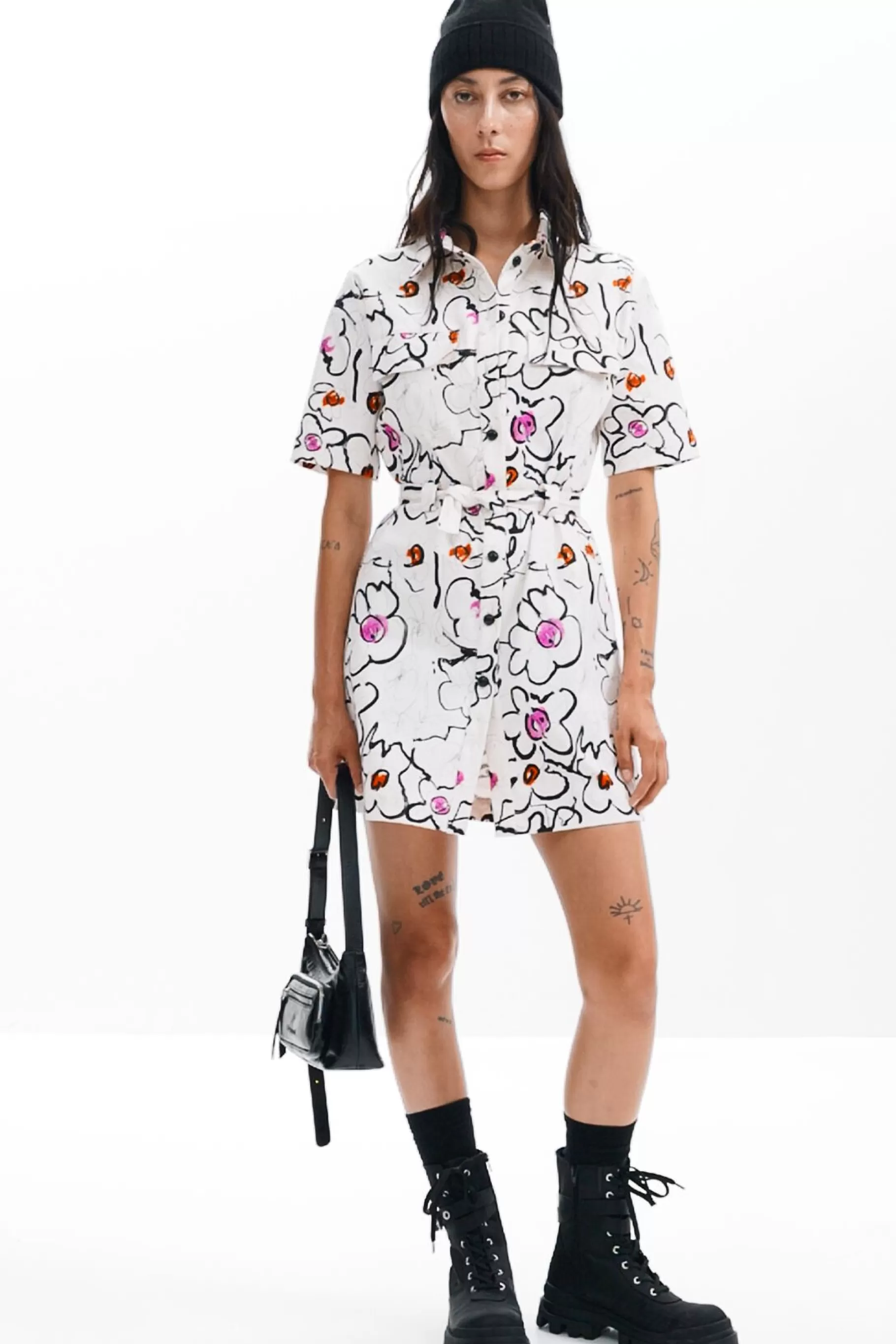 Desigual Vestido flores dibujadas*Mujer Vestidos Y Monos