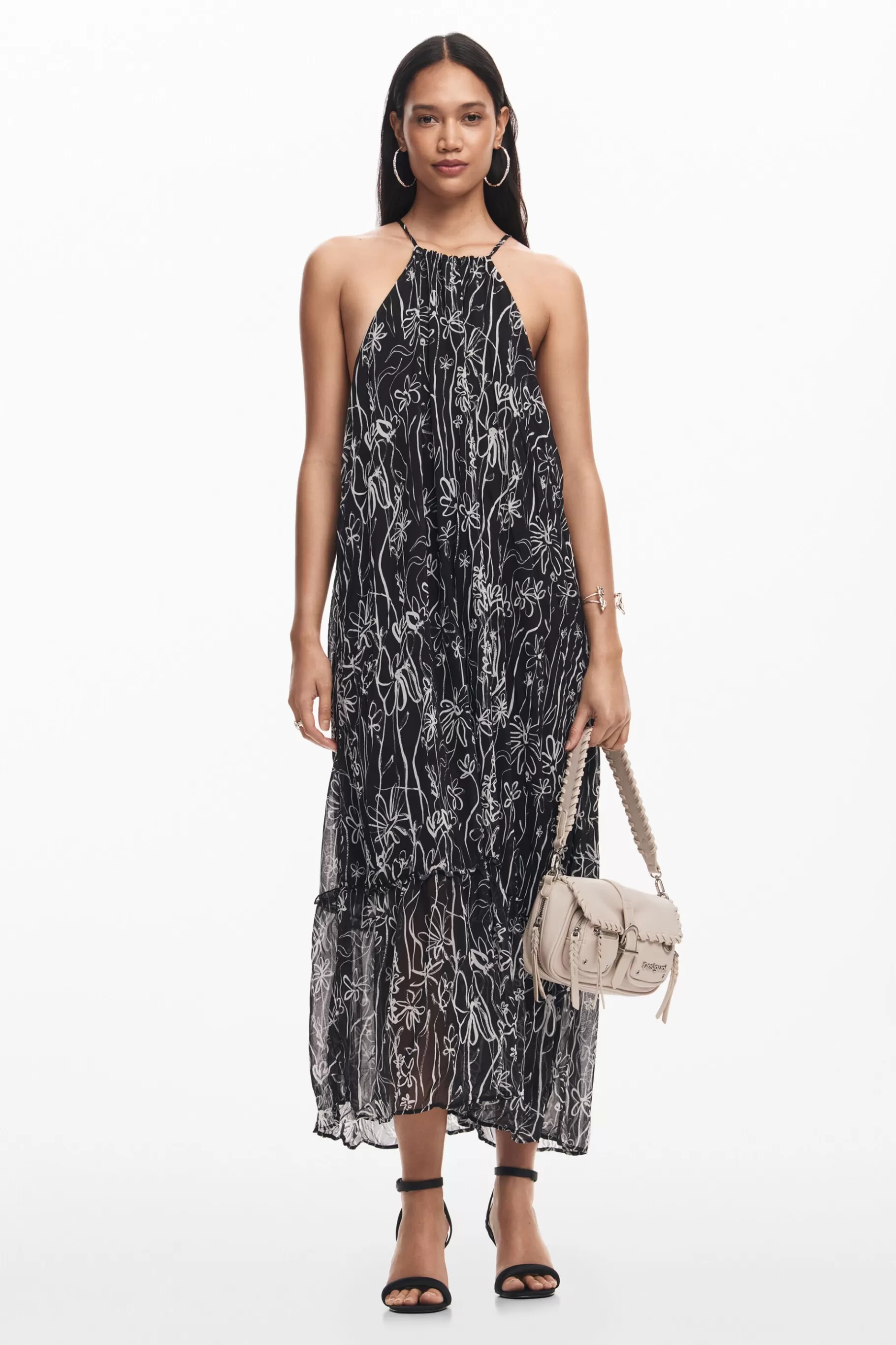 Desigual Vestido halter ilustraciones flores*Mujer Vestidos Y Monos