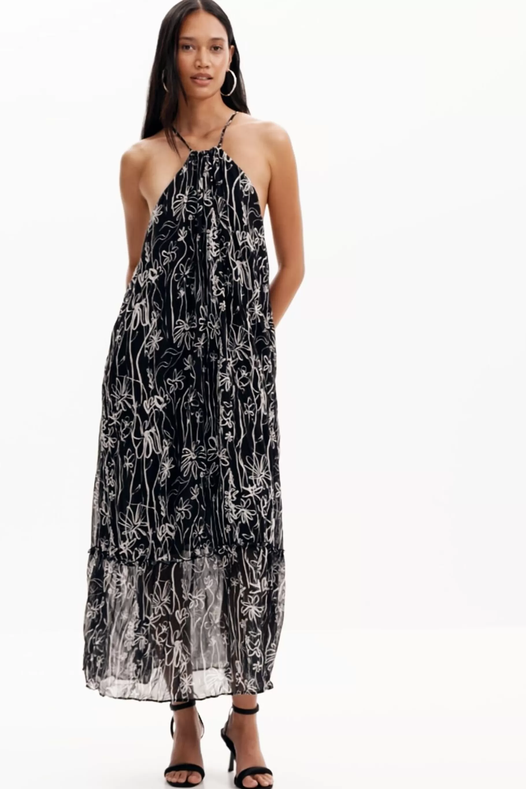 Desigual Vestido halter ilustraciones flores*Mujer Vestidos Y Monos