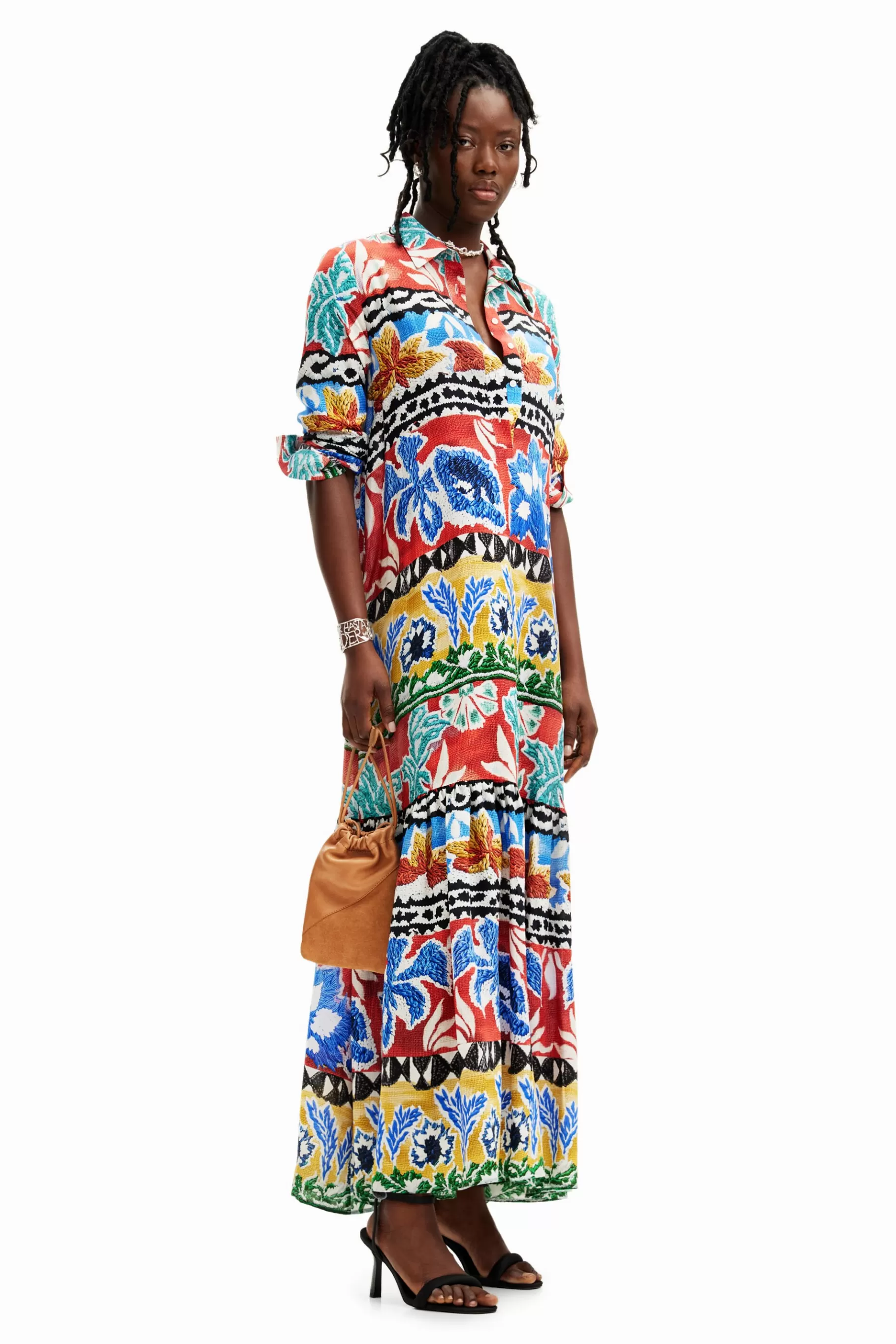 Desigual Vestido largo camisero étnico Stella Jean*Mujer Vestidos Y Monos