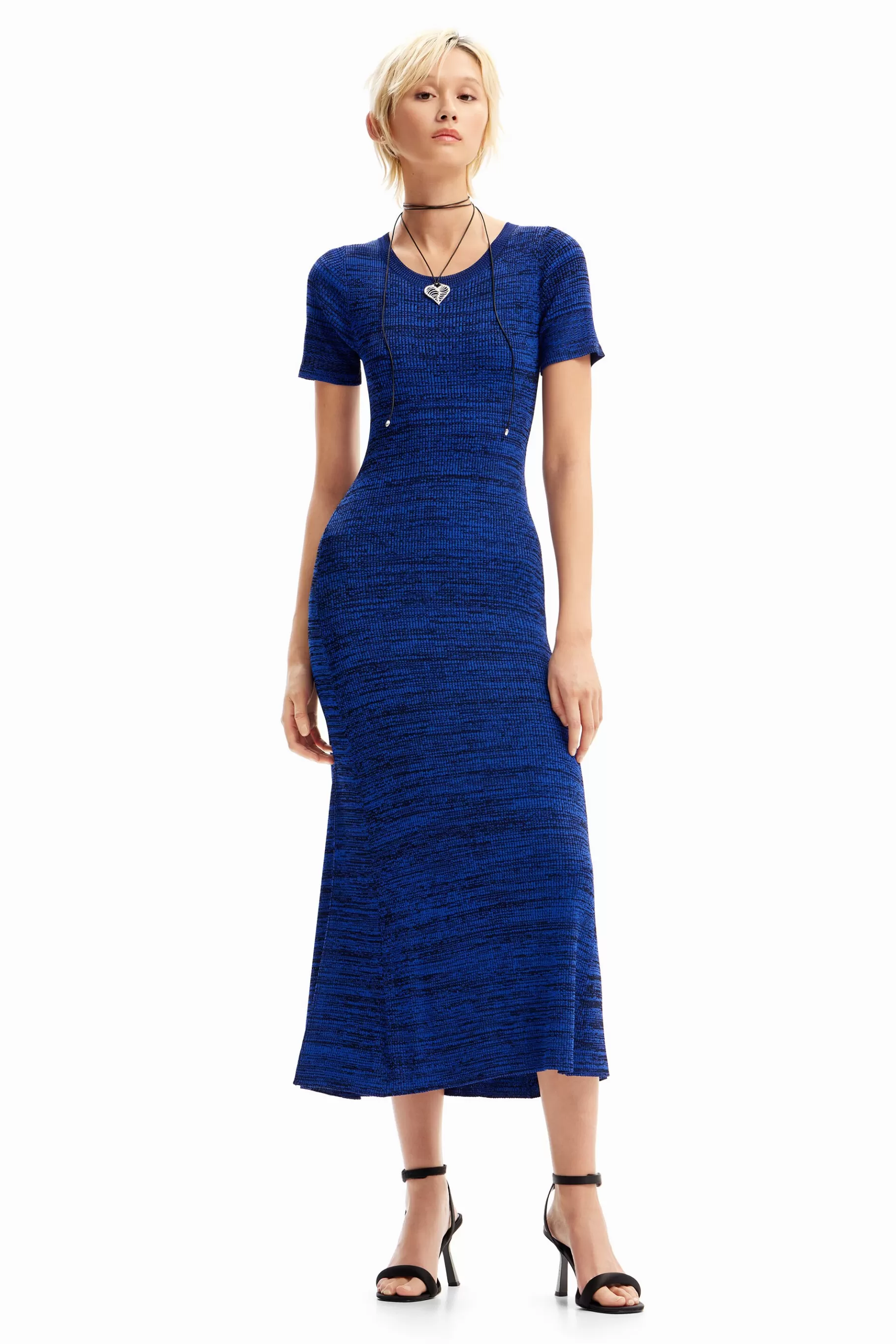 Desigual Vestido largo canalé jaspeado*Mujer Vestidos Y Monos