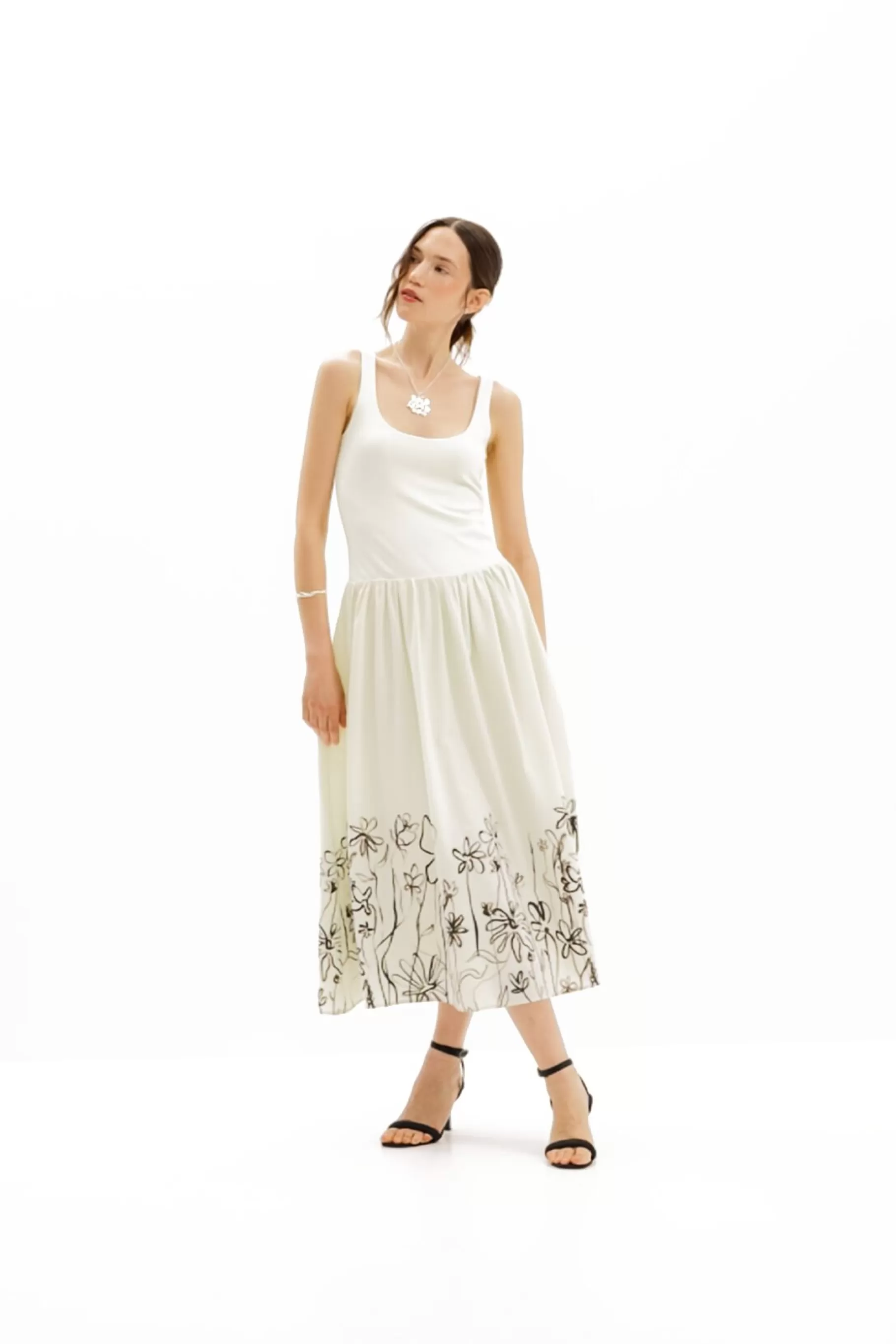 Desigual Vestido midi evasé flores*Mujer Vestidos Y Monos