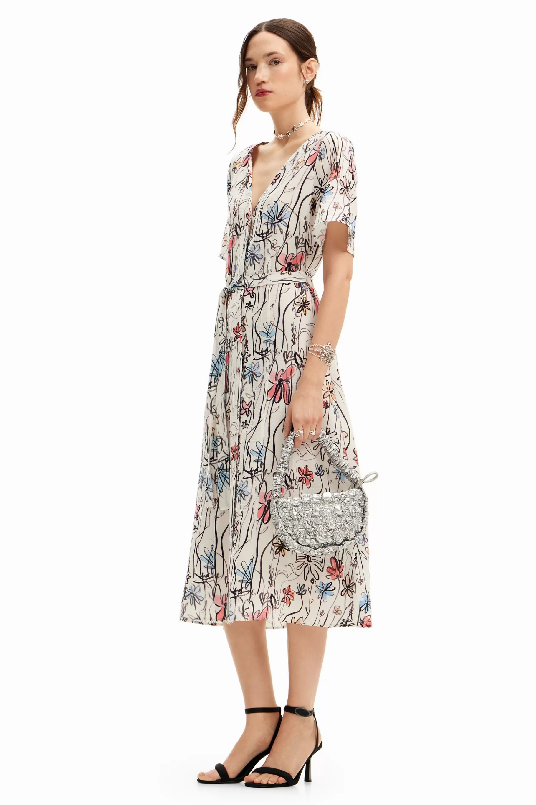 Desigual Vestido midi flores*Mujer Vestidos Y Monos