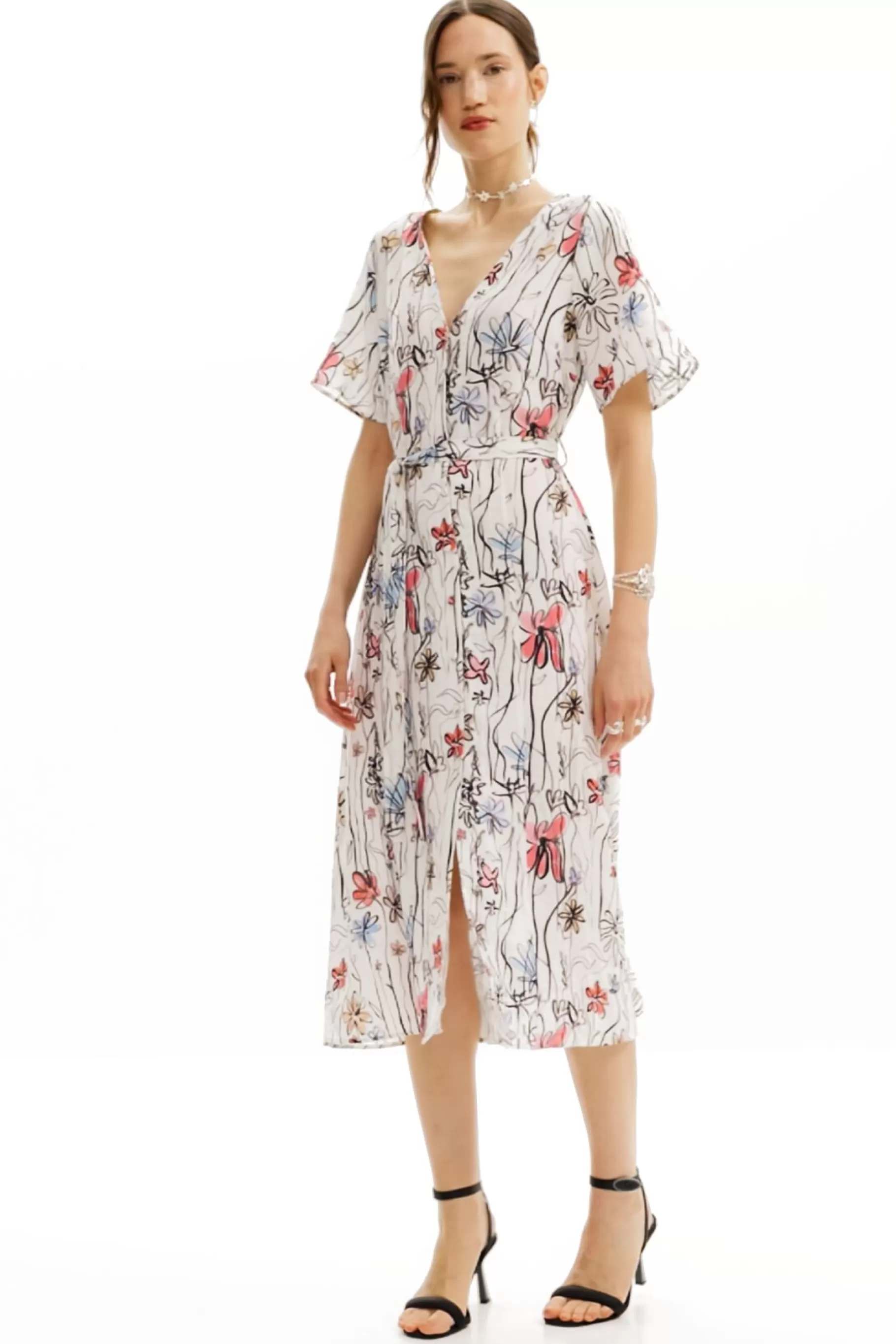 Desigual Vestido midi flores*Mujer Vestidos Y Monos