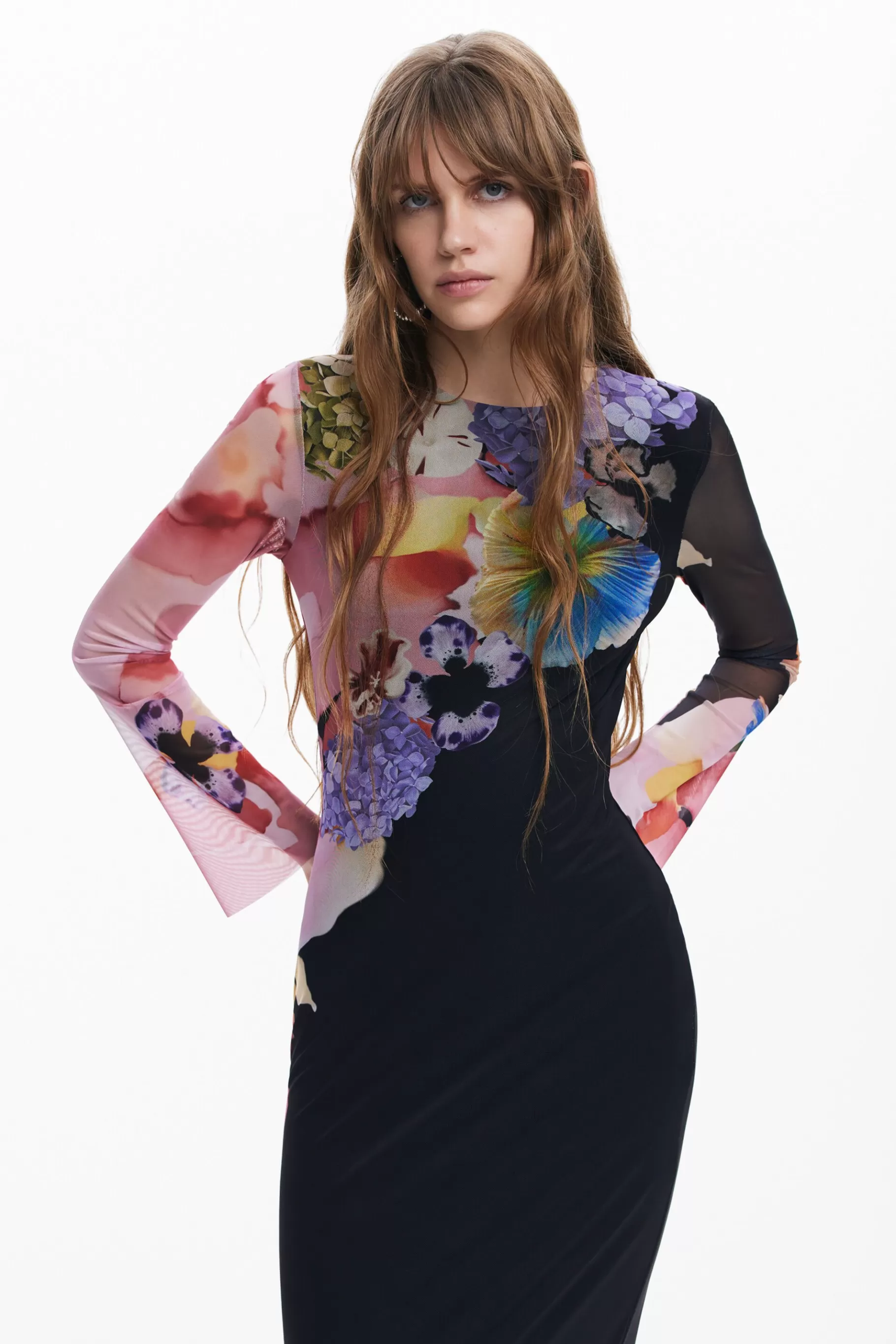 Desigual Vestido midi flores*Mujer Vestidos Y Monos