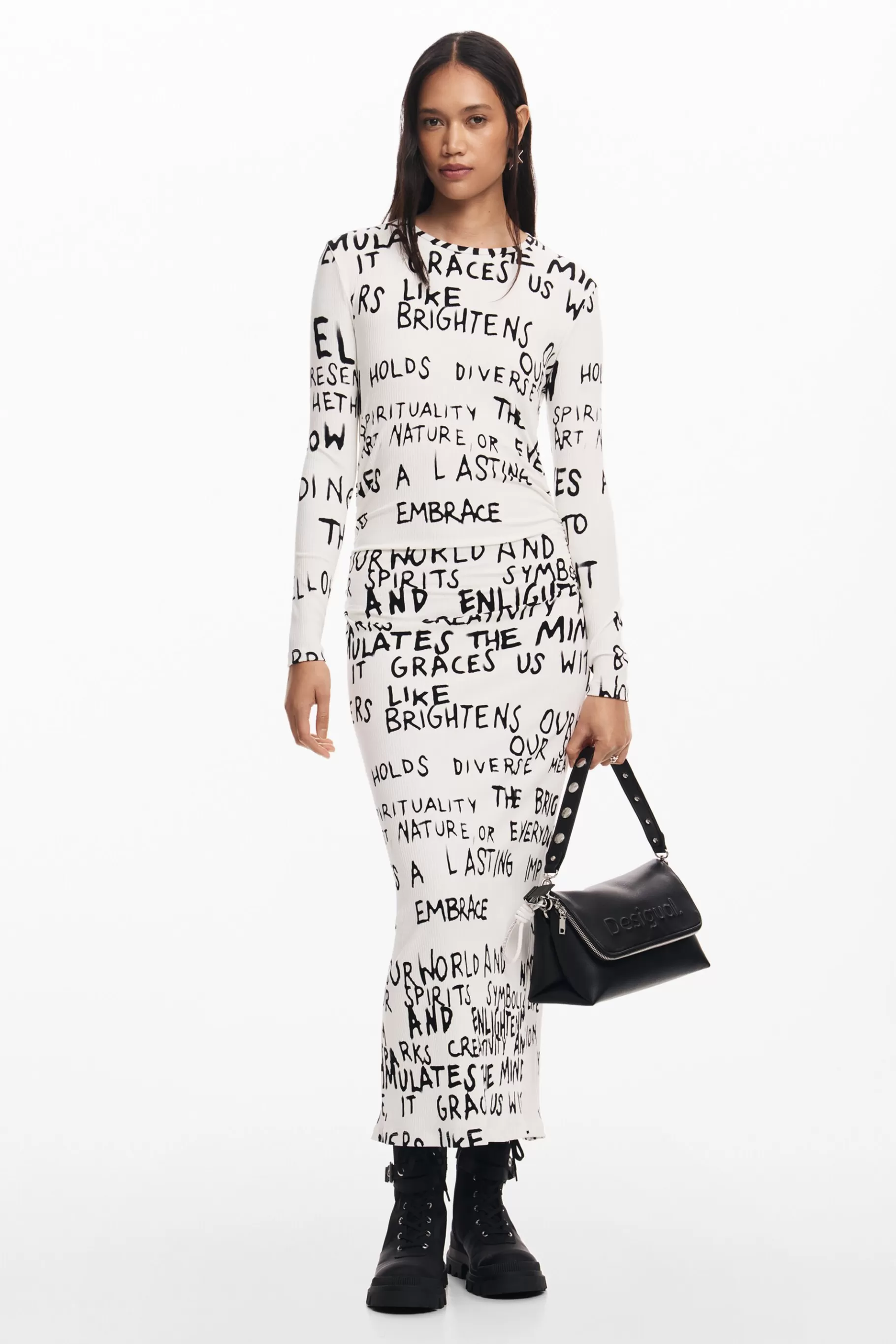 Desigual Vestido midi frase*Mujer Ropa De Punto | Vestidos Y Monos