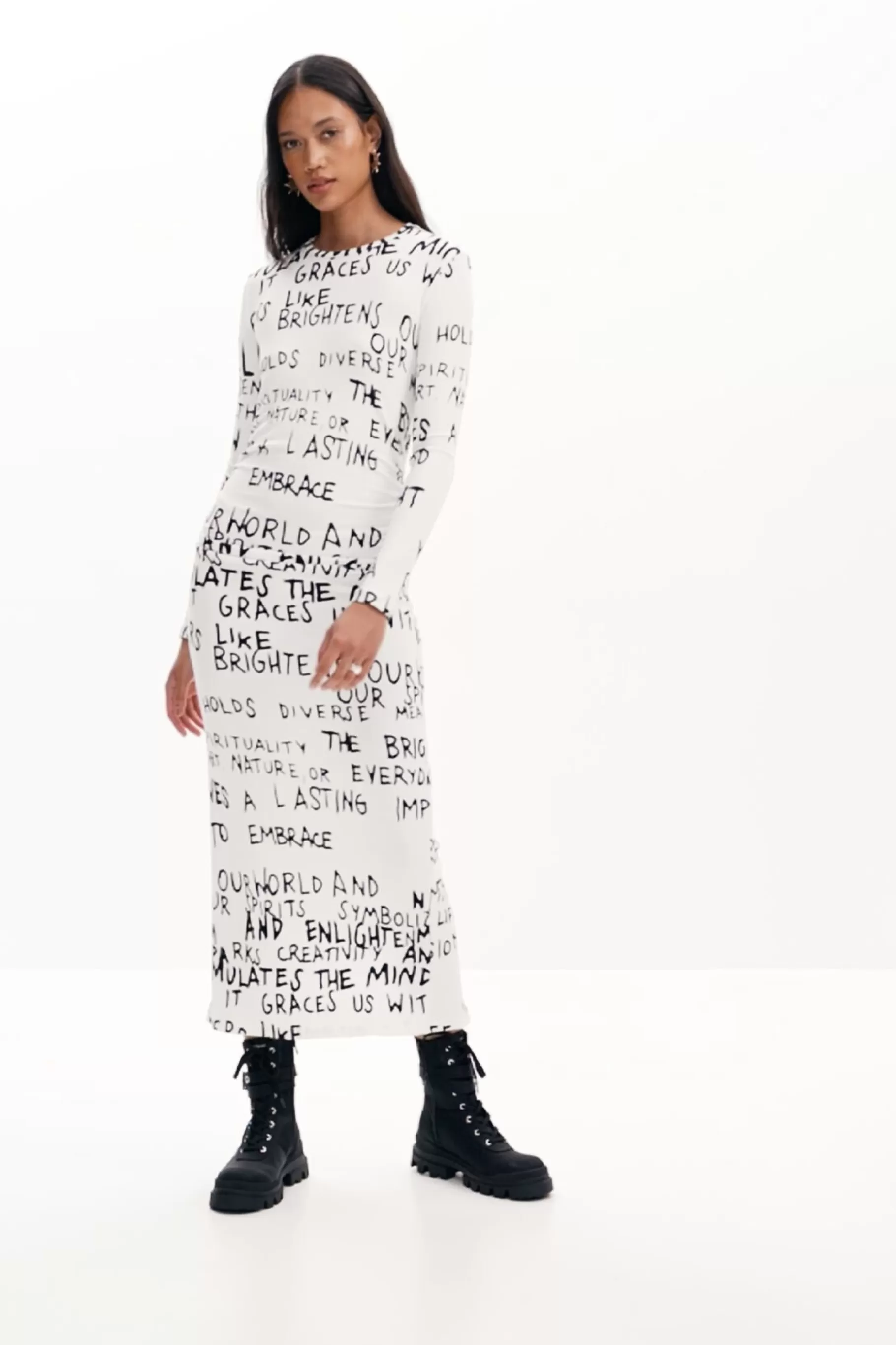 Desigual Vestido midi frase*Mujer Ropa De Punto | Vestidos Y Monos