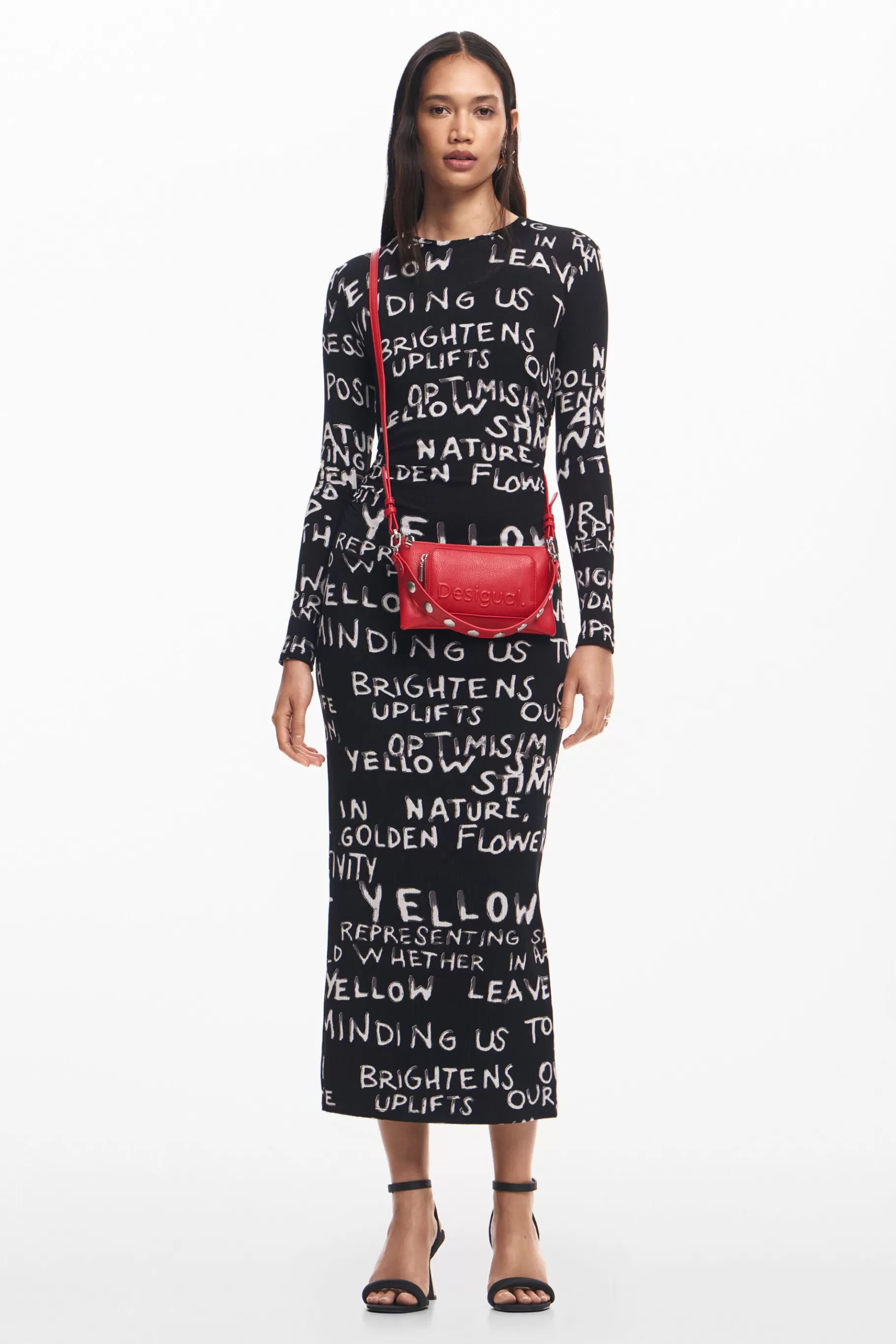 Desigual Vestido midi frases*Mujer Ropa De Punto | Vestidos Y Monos