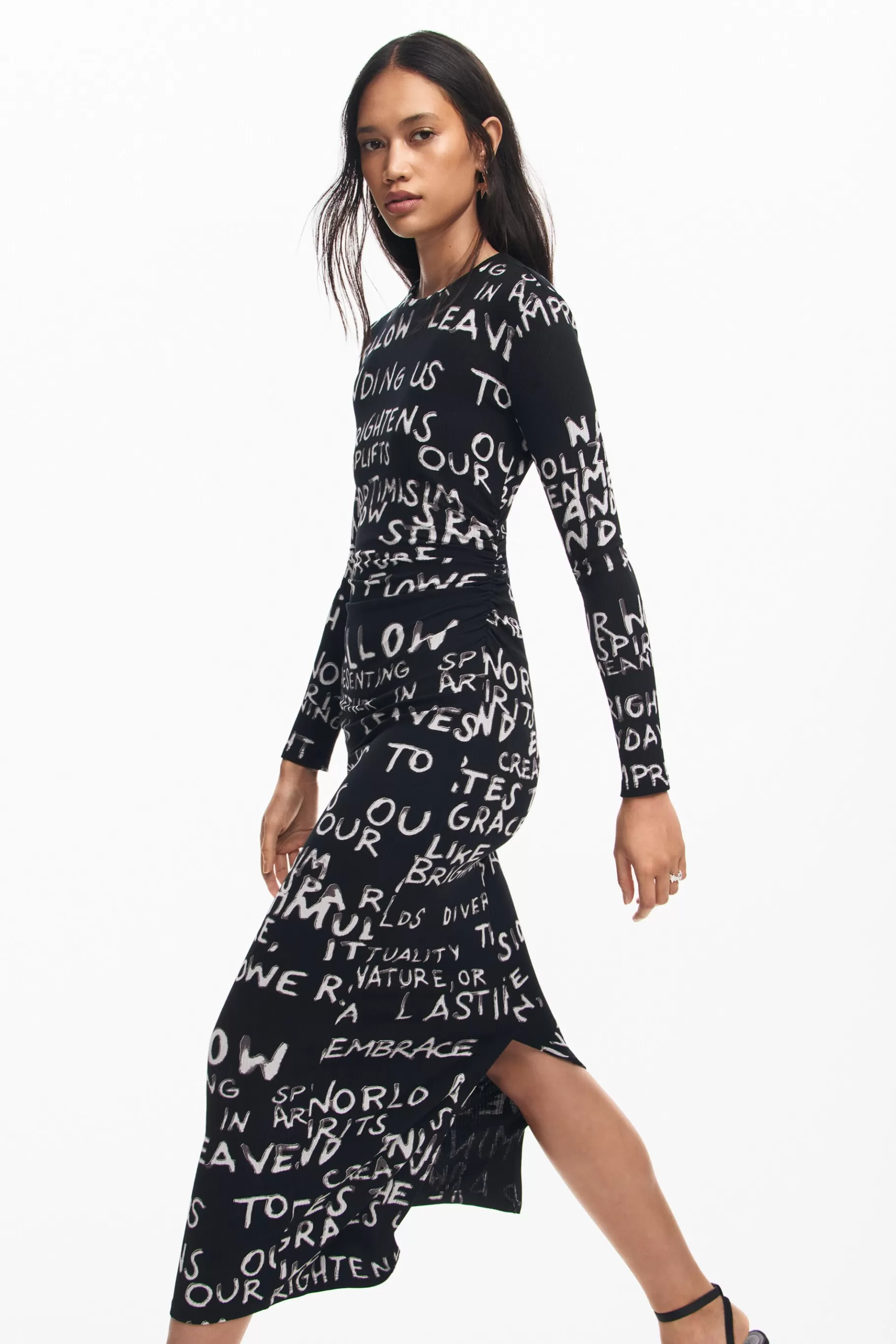 Desigual Vestido midi frases*Mujer Ropa De Punto | Vestidos Y Monos