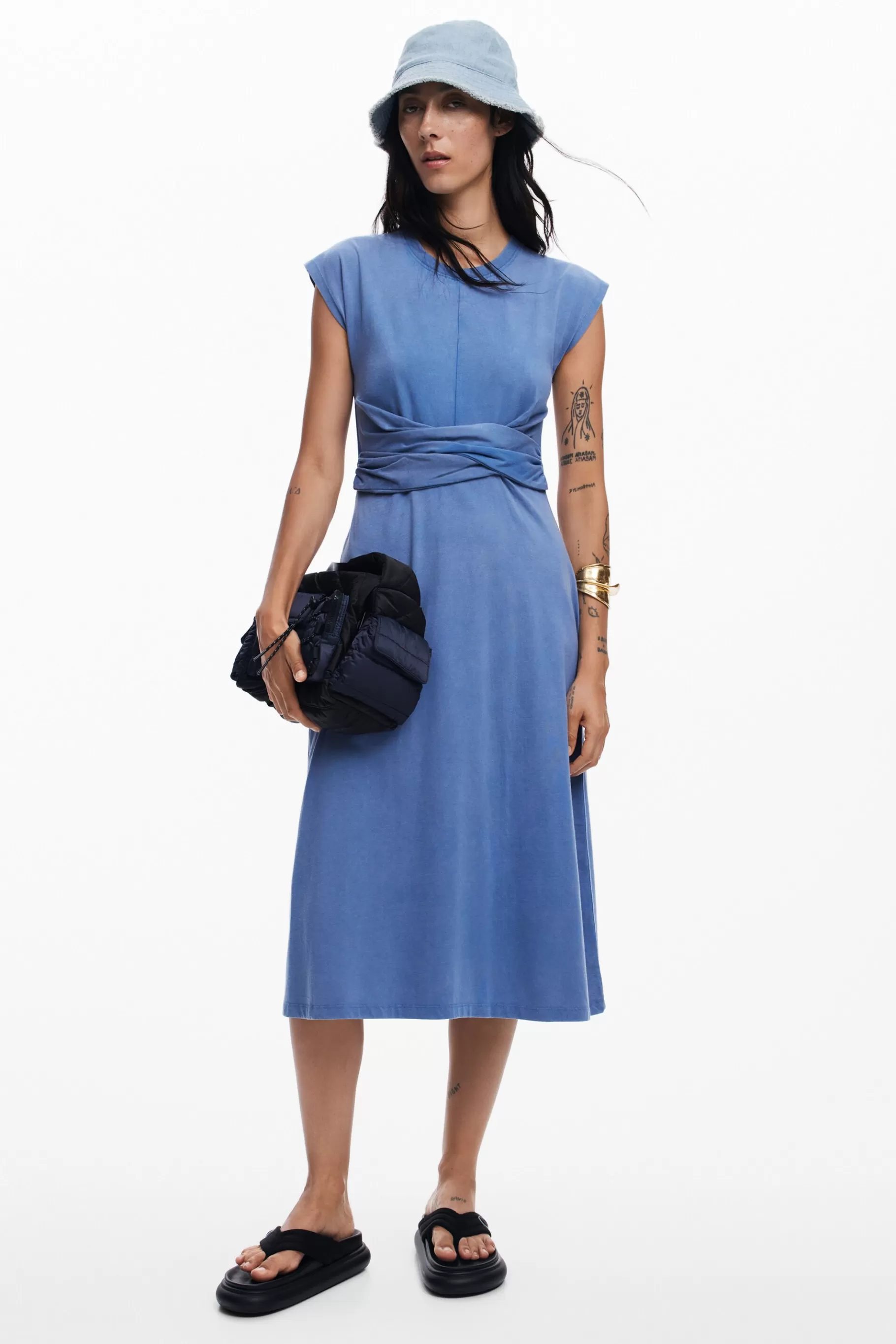 Desigual Vestido midi fruncido*Mujer Vestidos Y Monos