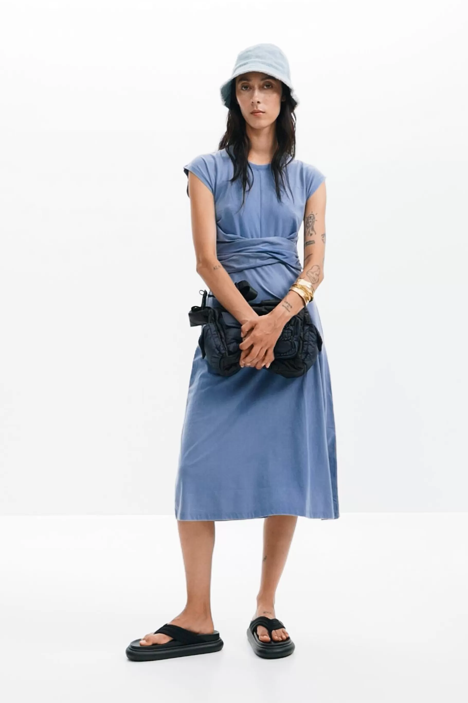 Desigual Vestido midi fruncido*Mujer Vestidos Y Monos
