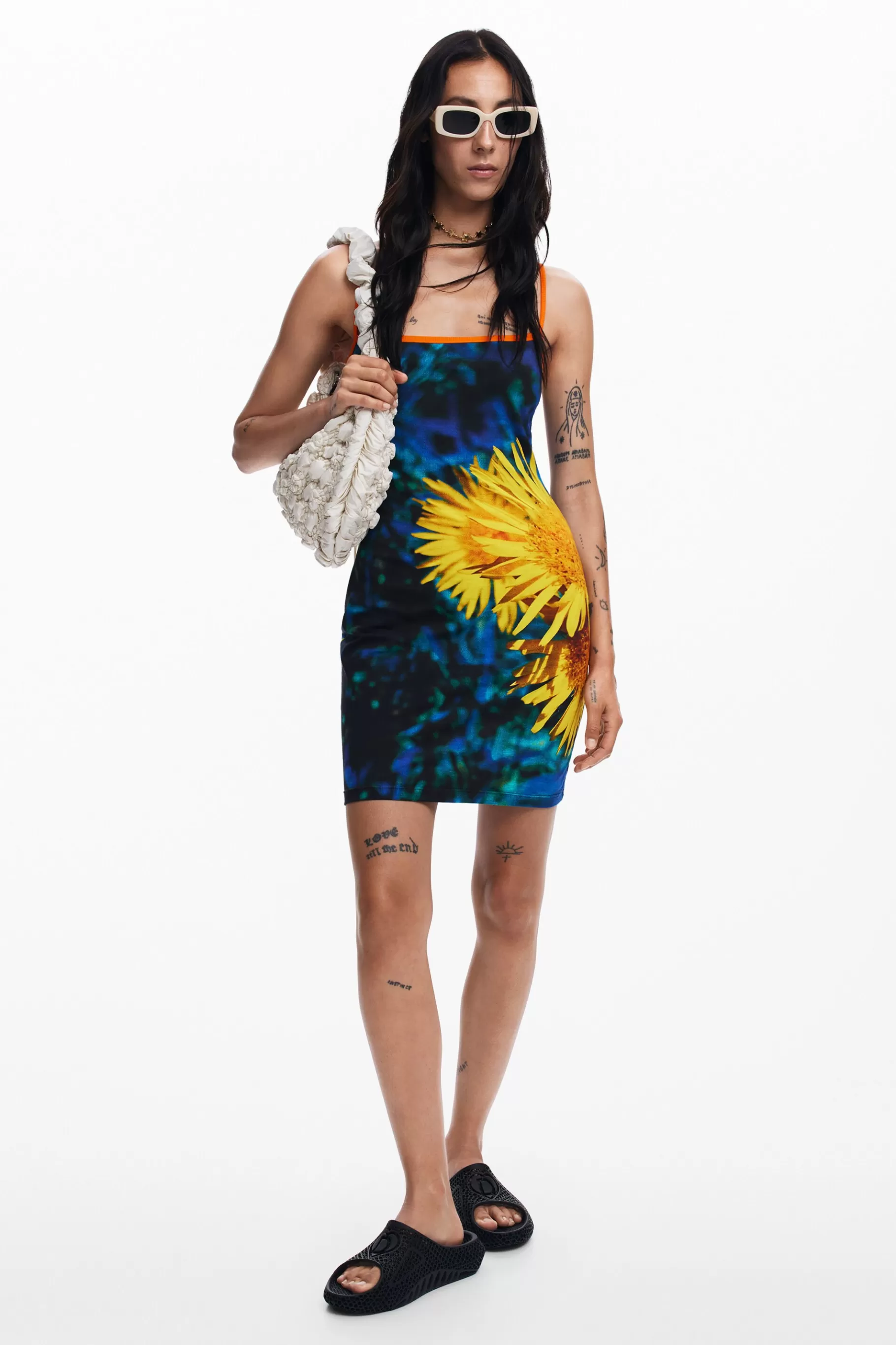 Desigual Vestido midi girasoles*Mujer Vestidos Y Monos