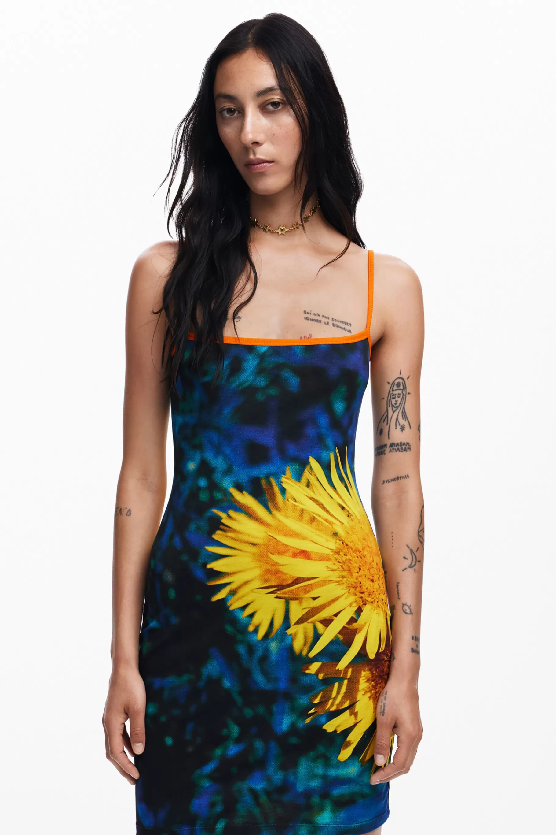Desigual Vestido midi girasoles*Mujer Vestidos Y Monos