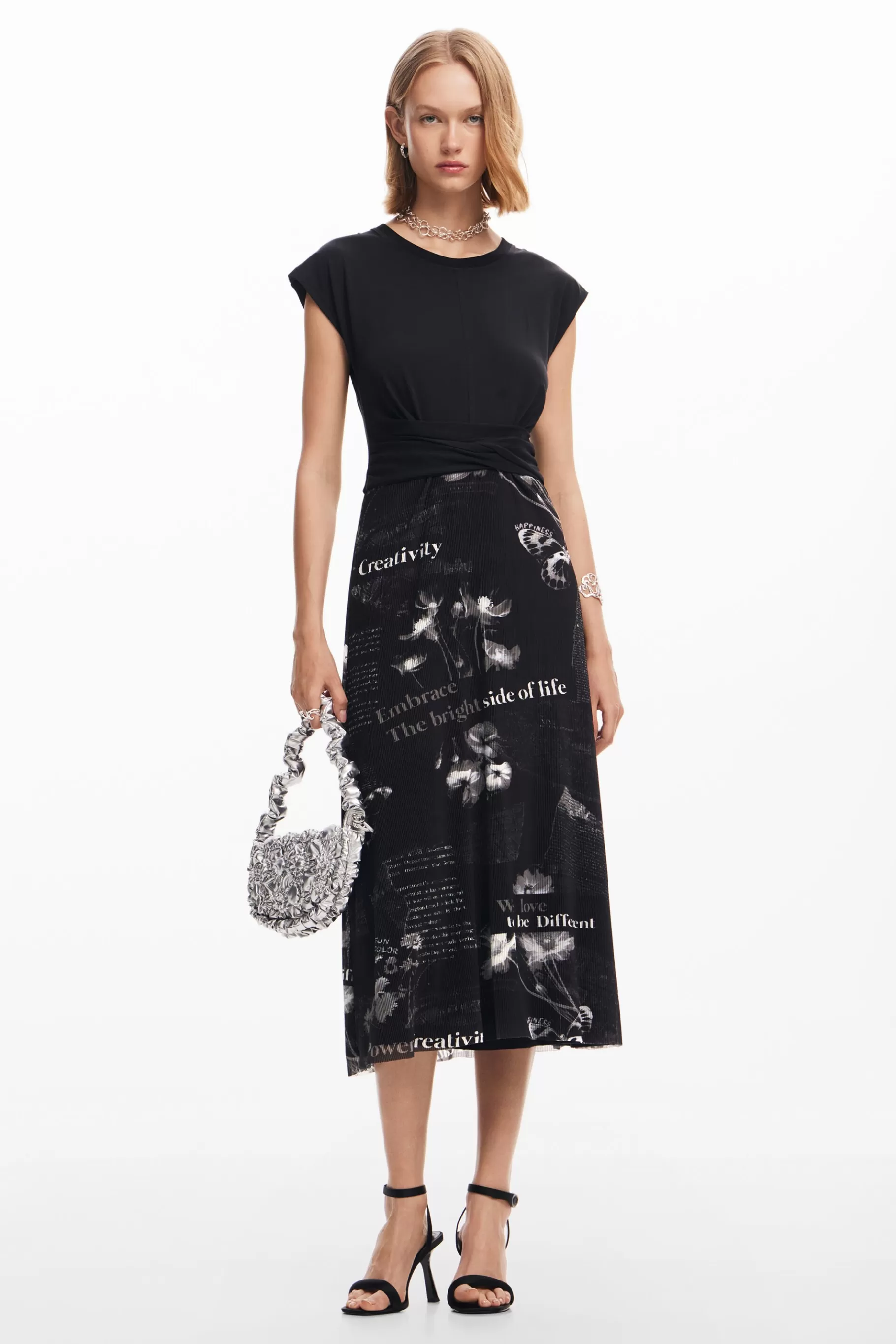 Desigual Vestido midi textos*Mujer Vestidos Y Monos