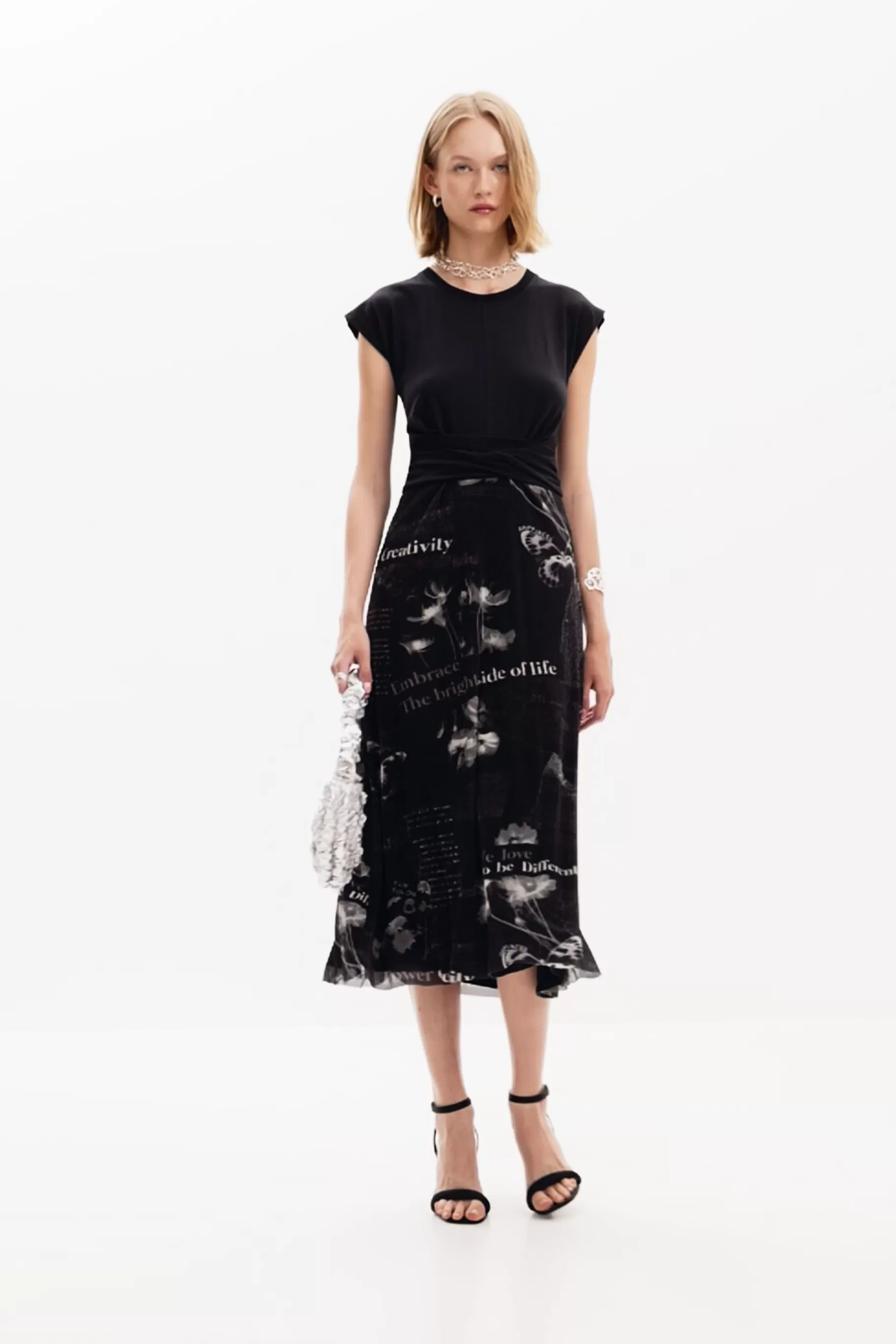 Desigual Vestido midi textos*Mujer Vestidos Y Monos