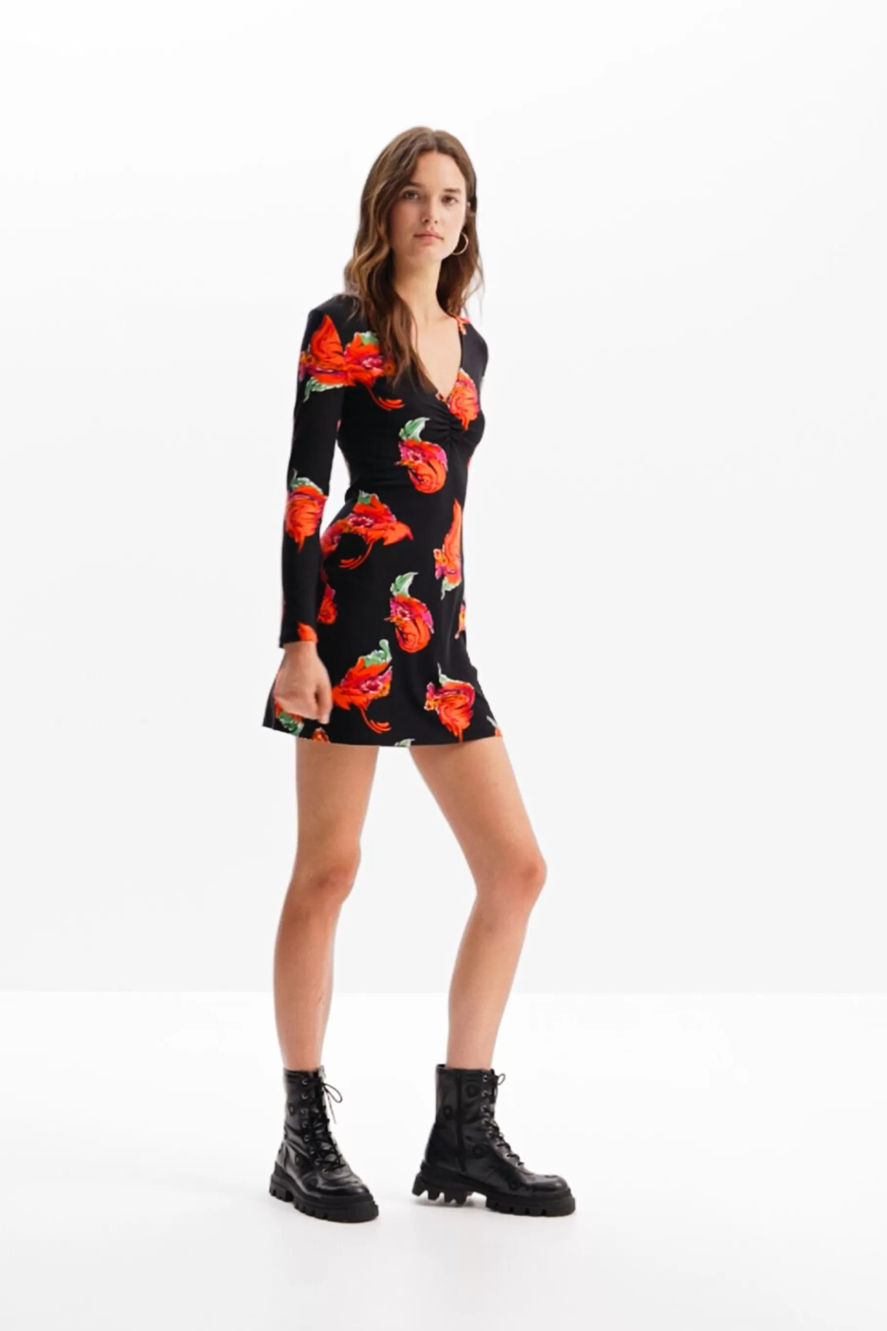 Desigual Vestido mini canalé flores*Mujer Vestidos Y Monos