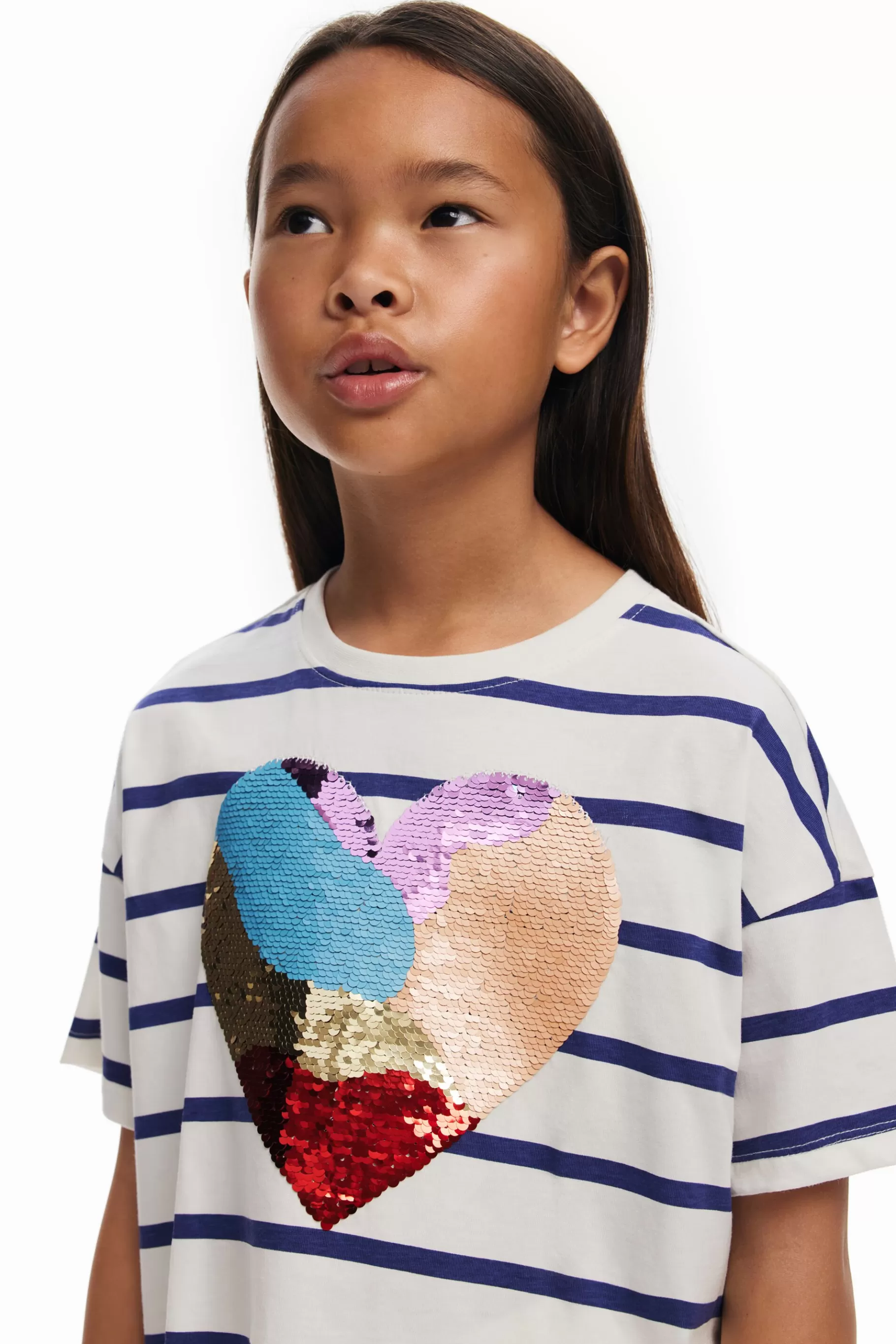 Desigual Vestido rayas corazón* Camisetas Y Camisas